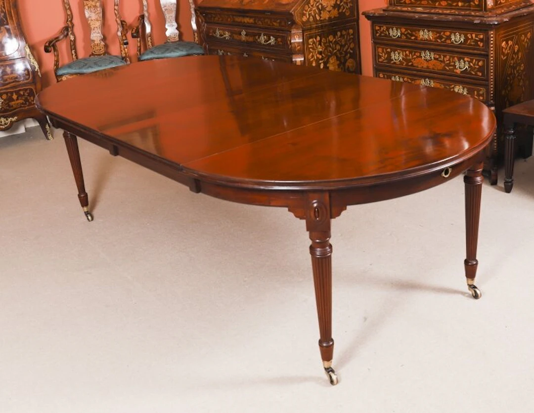 Antique Victorian Flame Mahogany Extending Dining Table by Selbat 19th C