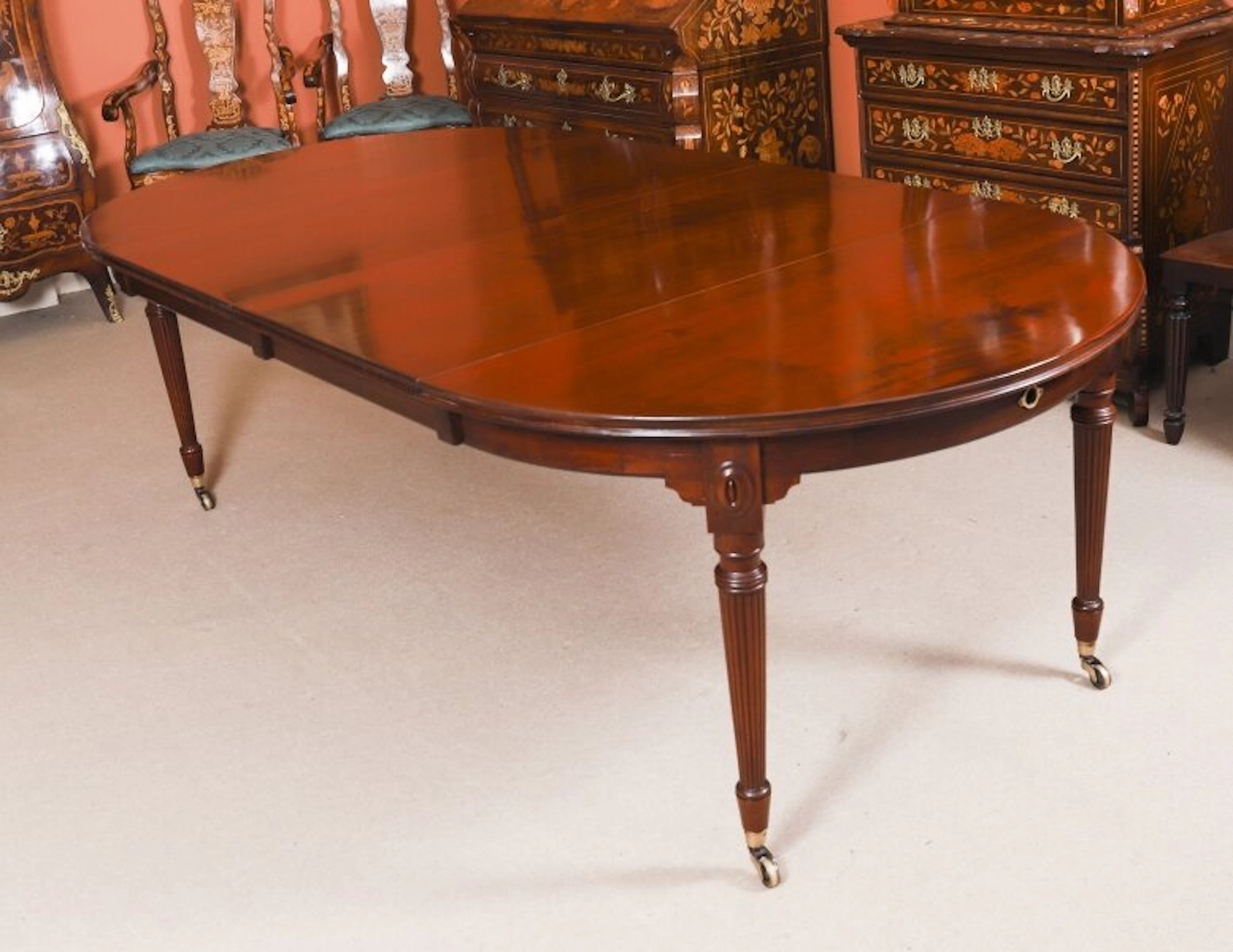 Antique Victorian Flame Mahogany Extending Dining Table by Selbat 19th C