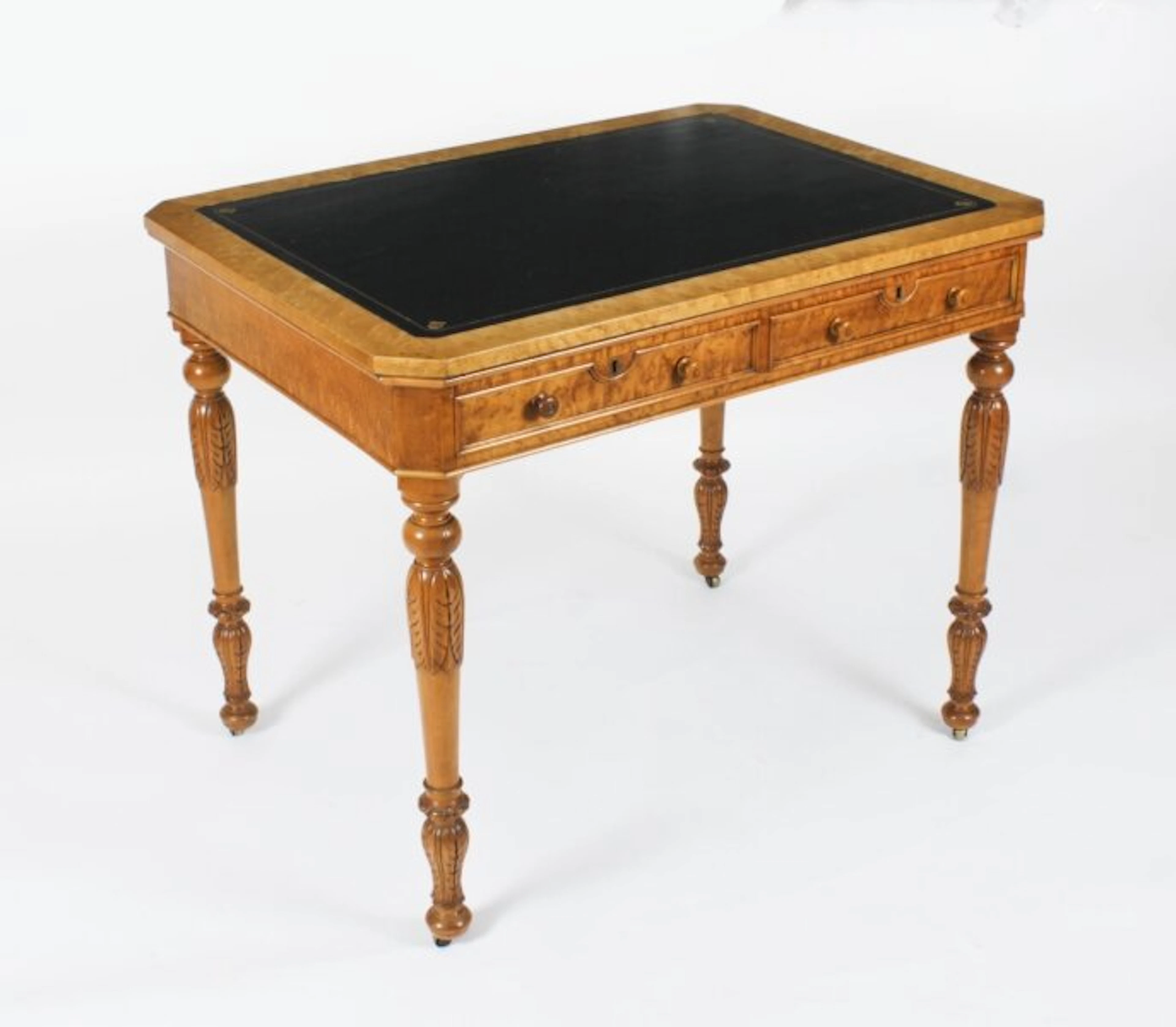 Antique Gillows Style Birdseye Maple Writing Table Desk c.1880