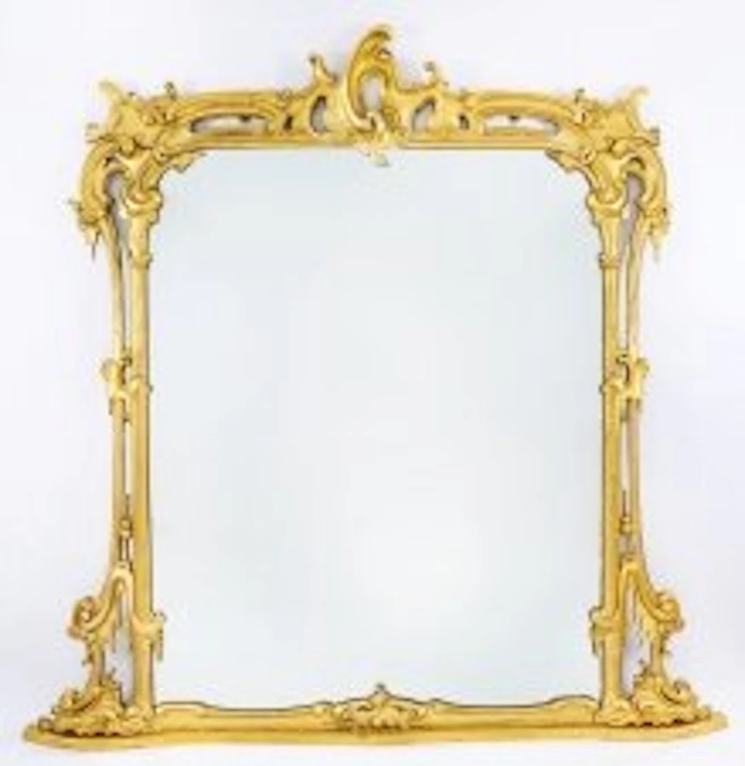 Antique Large Rococo Revival Giltwood Wall Mirror c.1850 205x206cm 19th C