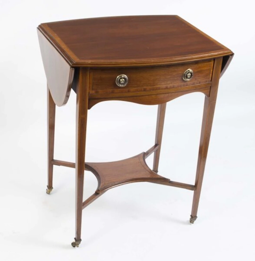 Antique Edwardian Inlaid Drop leaf Occasional Table C1900