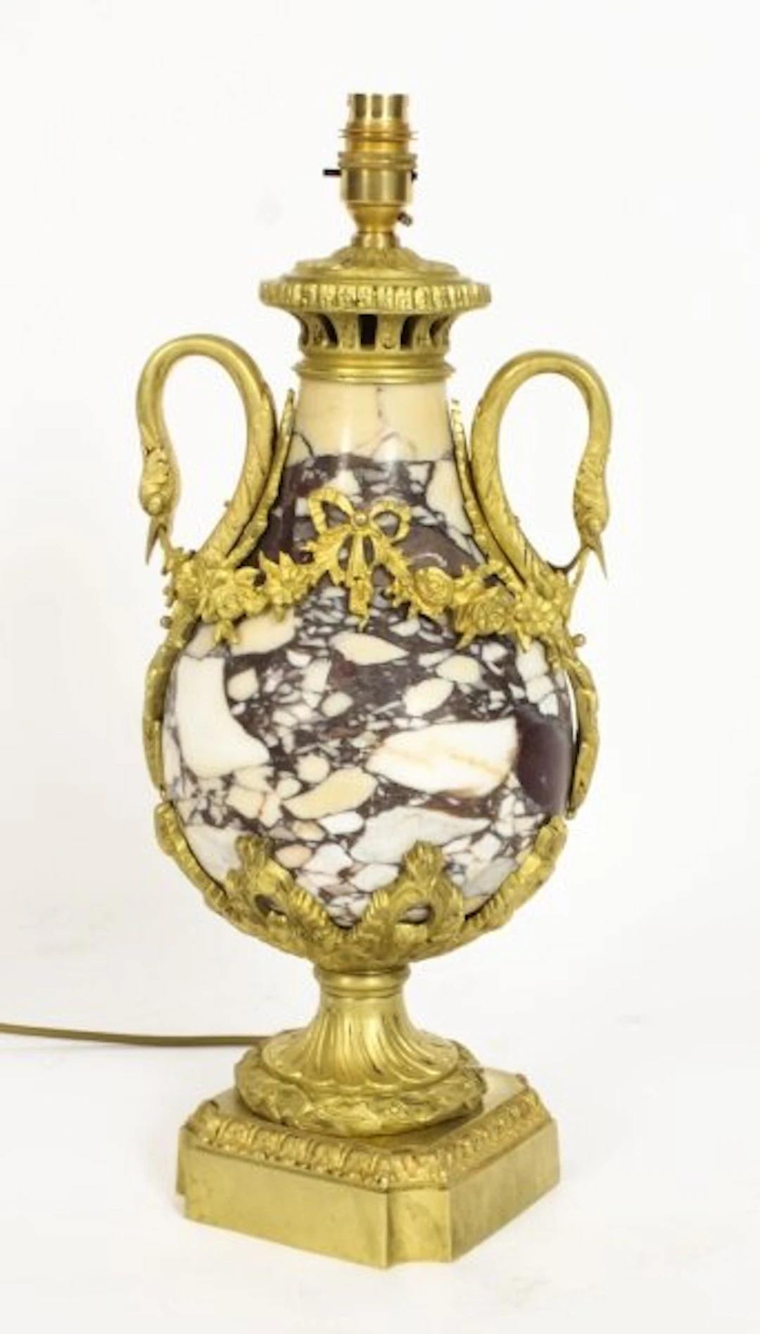 Antique French Louis XVI Revival Ormolu Mounted Marble Table Lamp C1860 19th C