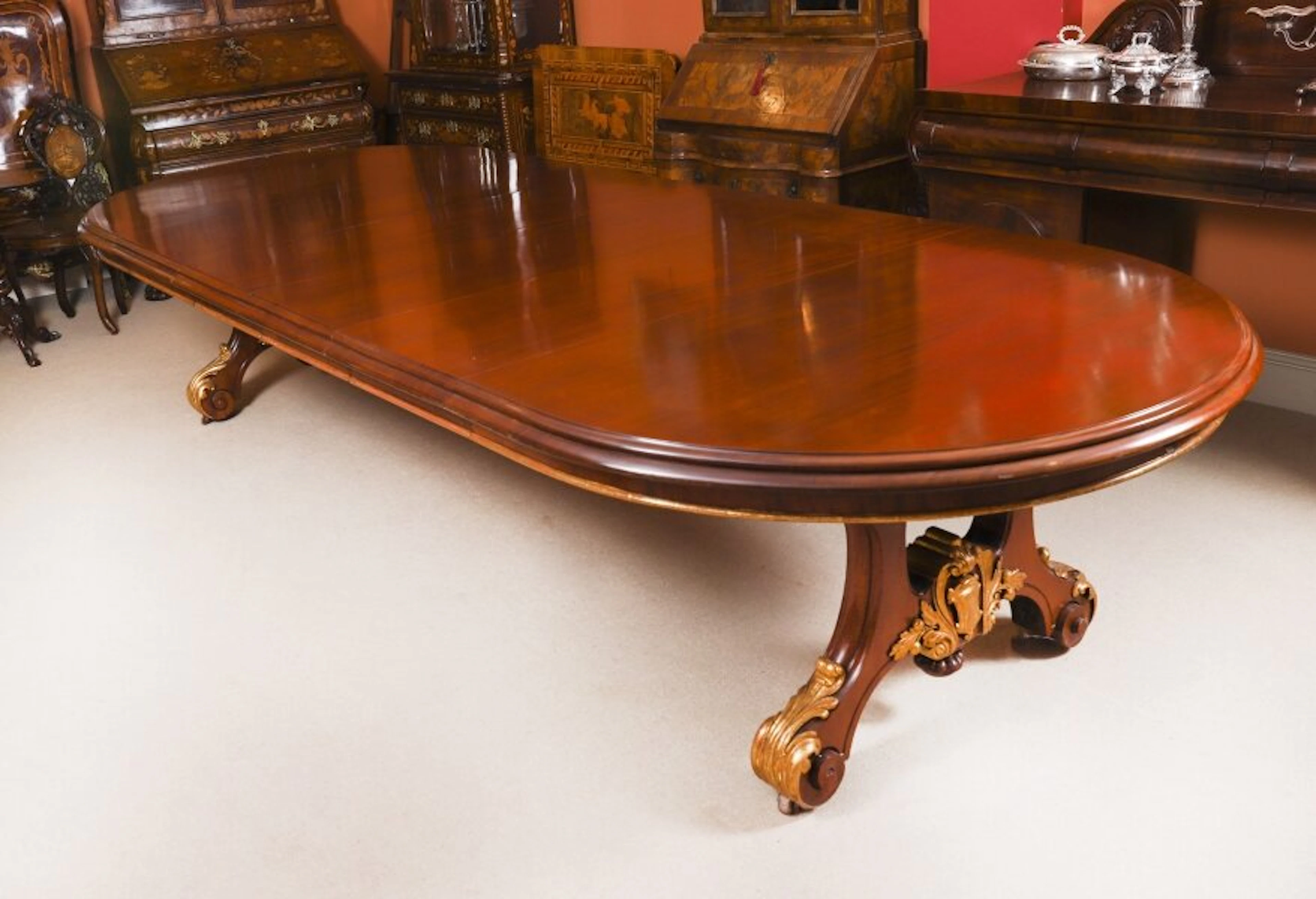 Antique Victorian Twin Pedestal Dining Table by Wylie & Lochead, Glasgow 19th C