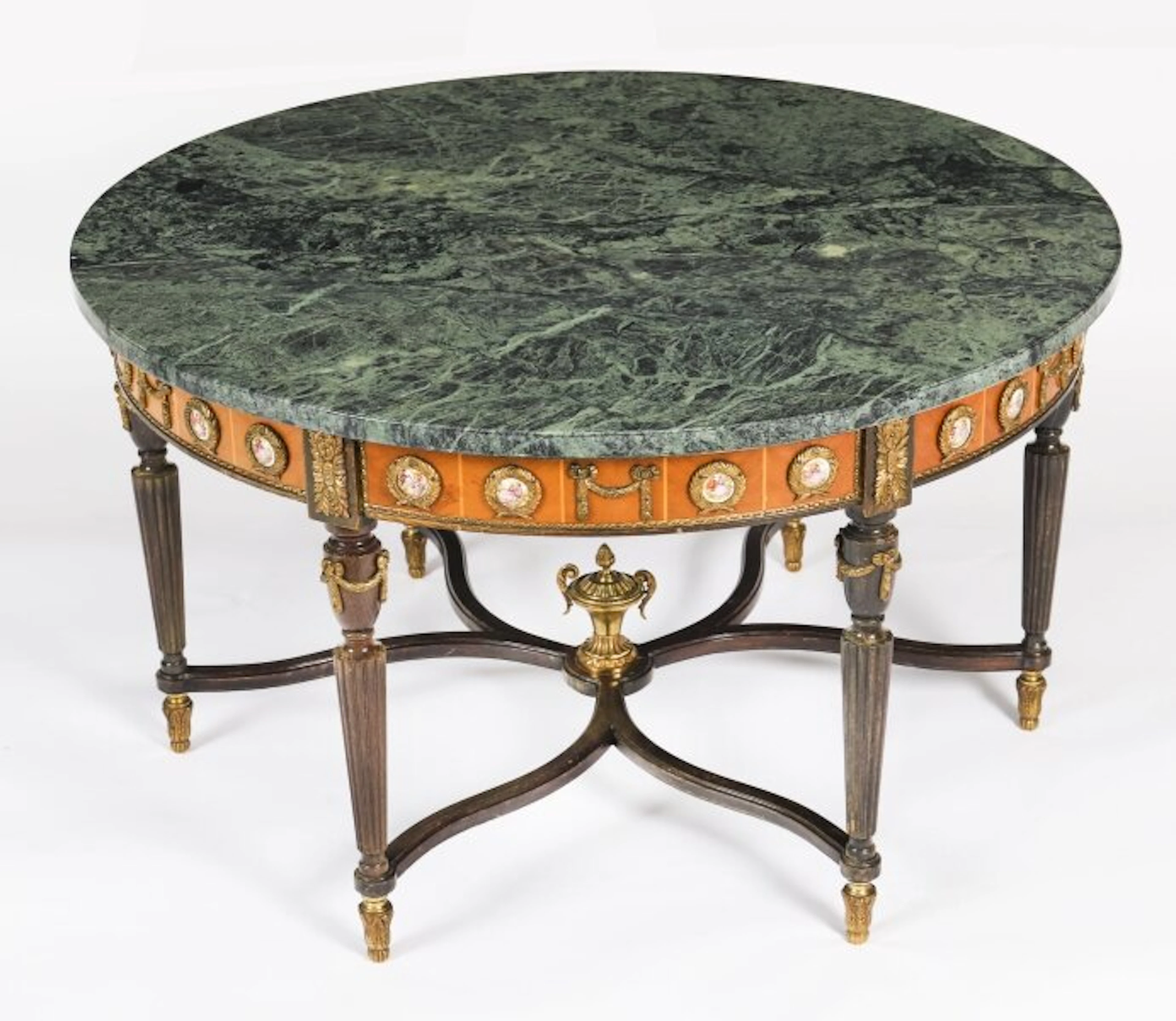 Vintage Ormolu Mounted Coffee Table Marble Top H&L Epstein Style Mid-Century