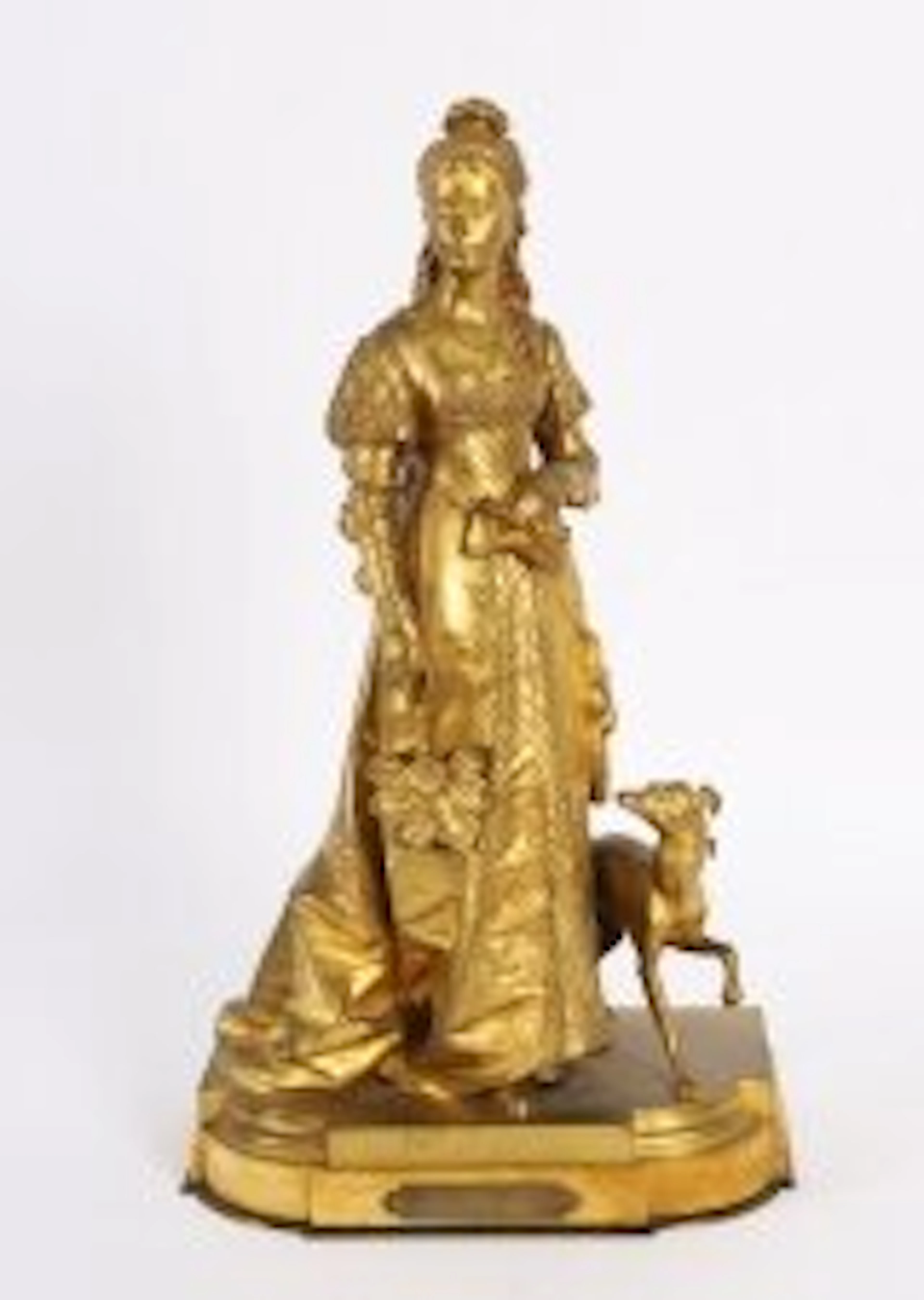 Antique Gilt Bronze Sculpture of Reine Isabella by Eurotrope Bouret C 1870