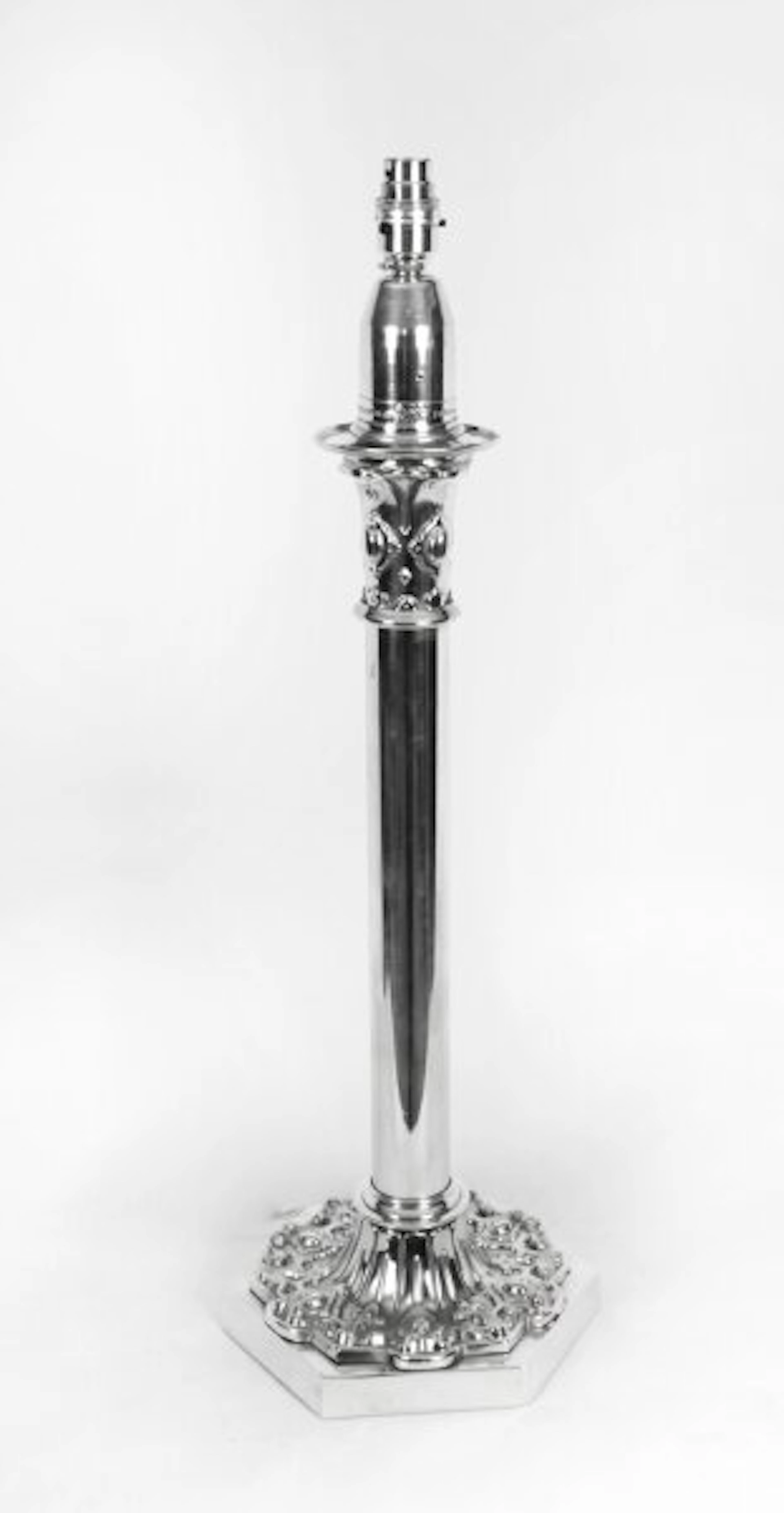 Antique Large Silver Plated Table Lamp by Palmer & C0 19th C