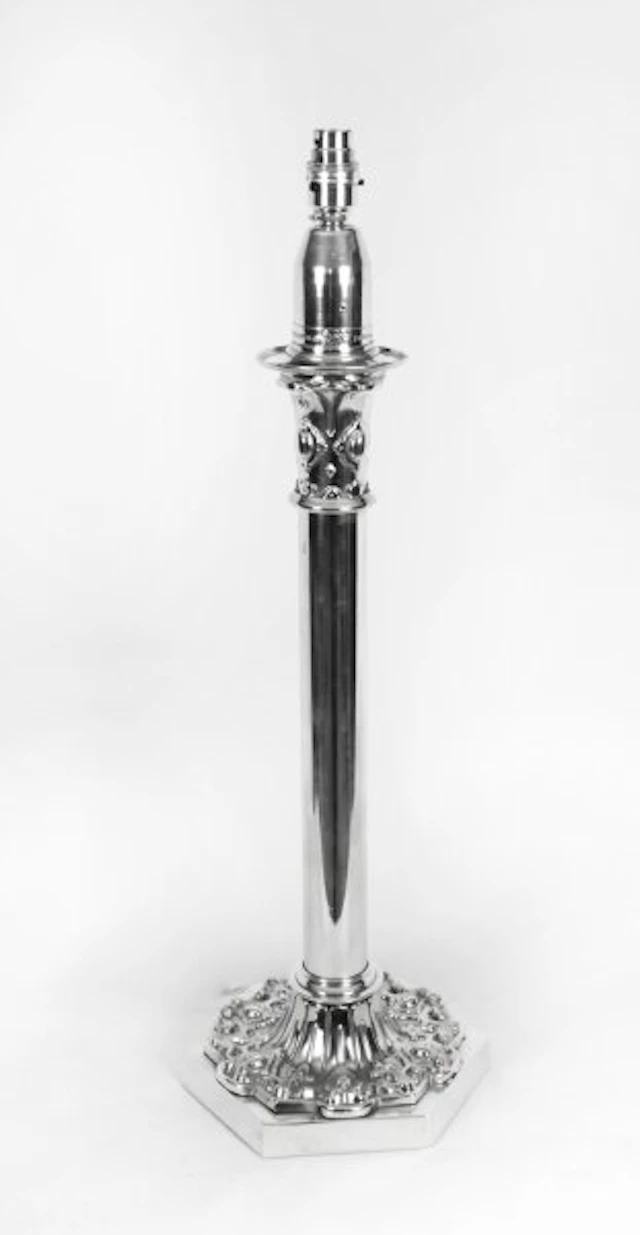 Antique Large Silver Plated Table Lamp by Palmer & C0 19th C