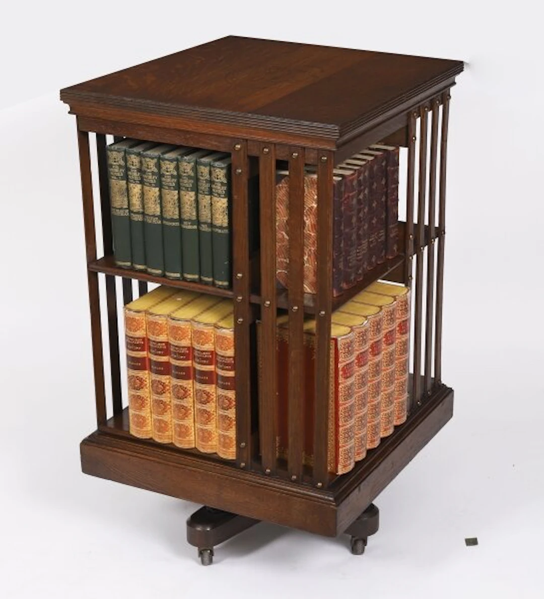 Antique English Victorian Oak Revolving Bookcase Circa 1890