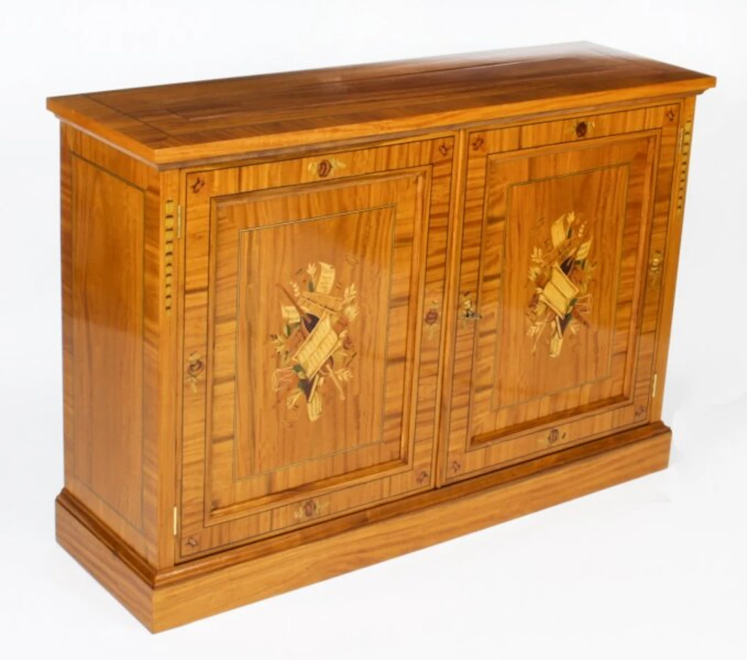 Bespoke Inlaid Satinwood & Marquetry Flat Screen TV Lift Cabinet