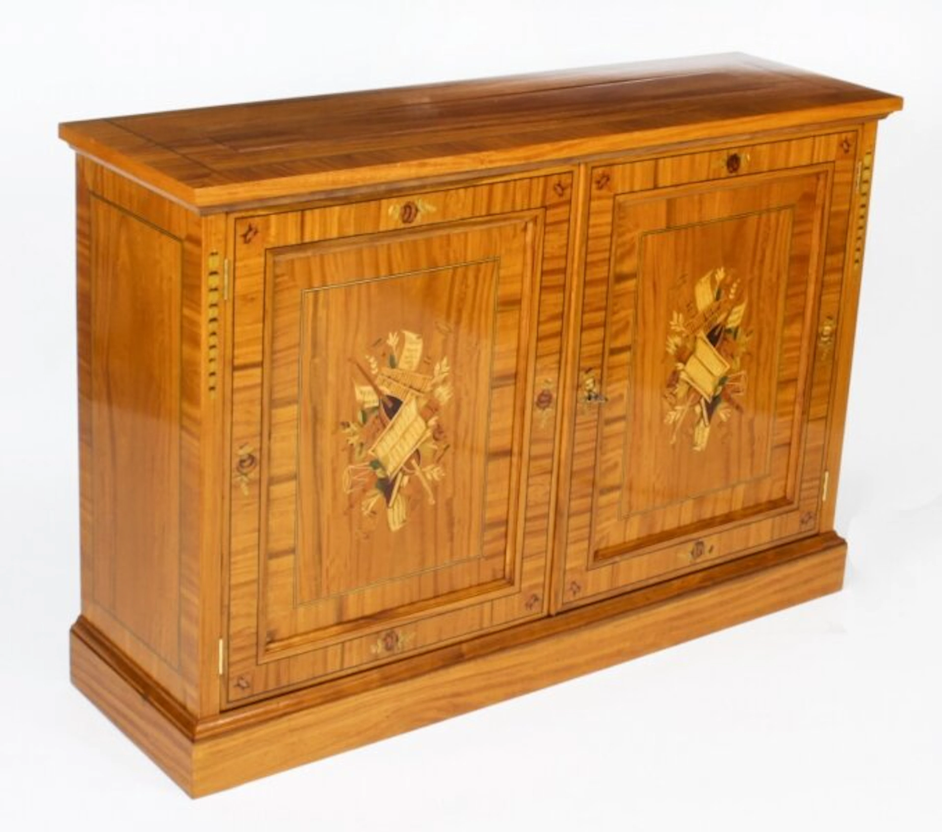 Bespoke Inlaid Satinwood & Marquetry Flat Screen TV Lift Cabinet