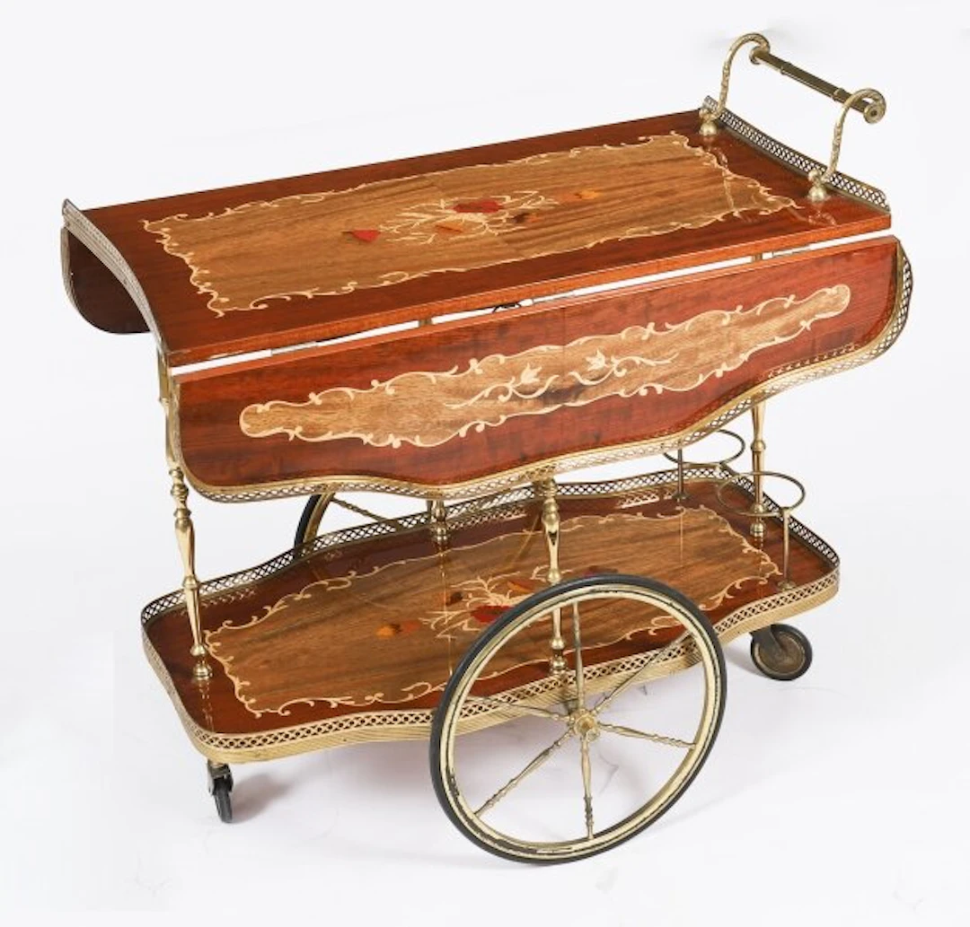 Vintage Sorrento Italian Marquetry Drinks Trolley Circa1960 Mid Century