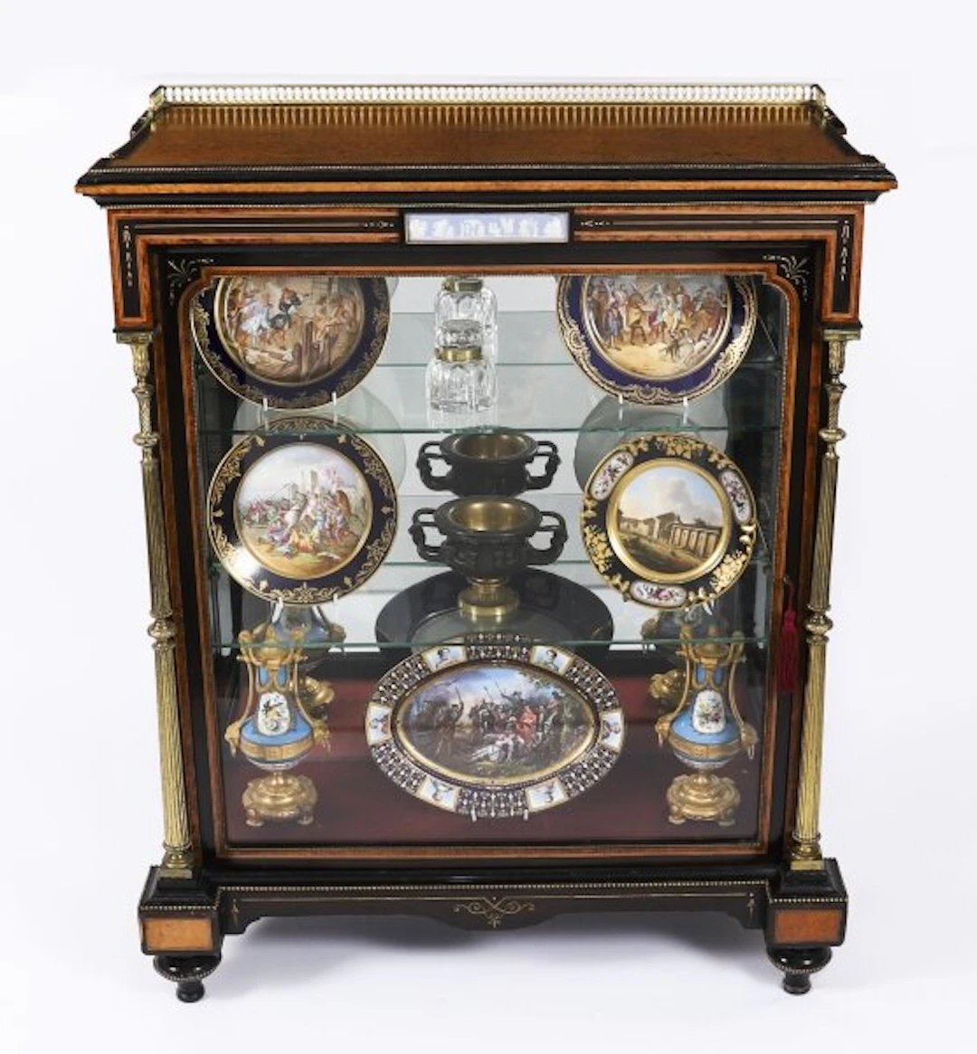 Antique Victorian Amboyna & Ebonised Pier Display Cabinet 19th C