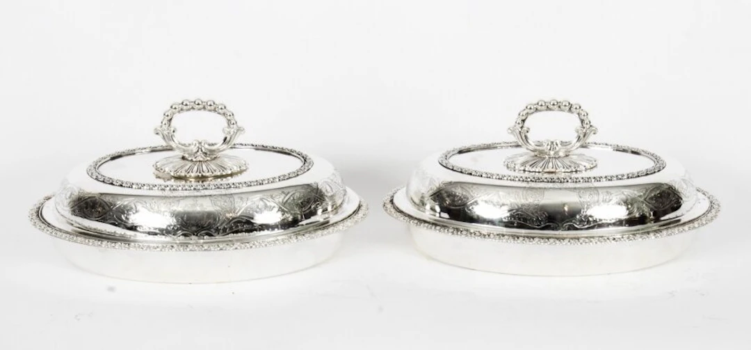 Antique Pair Entree Dishes Cresswick C1820 19th Century