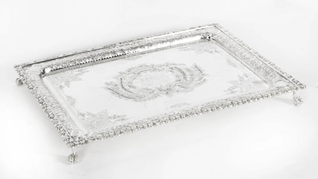 Antique Silver Plated Salver by Fenton Russel C1880 19th C