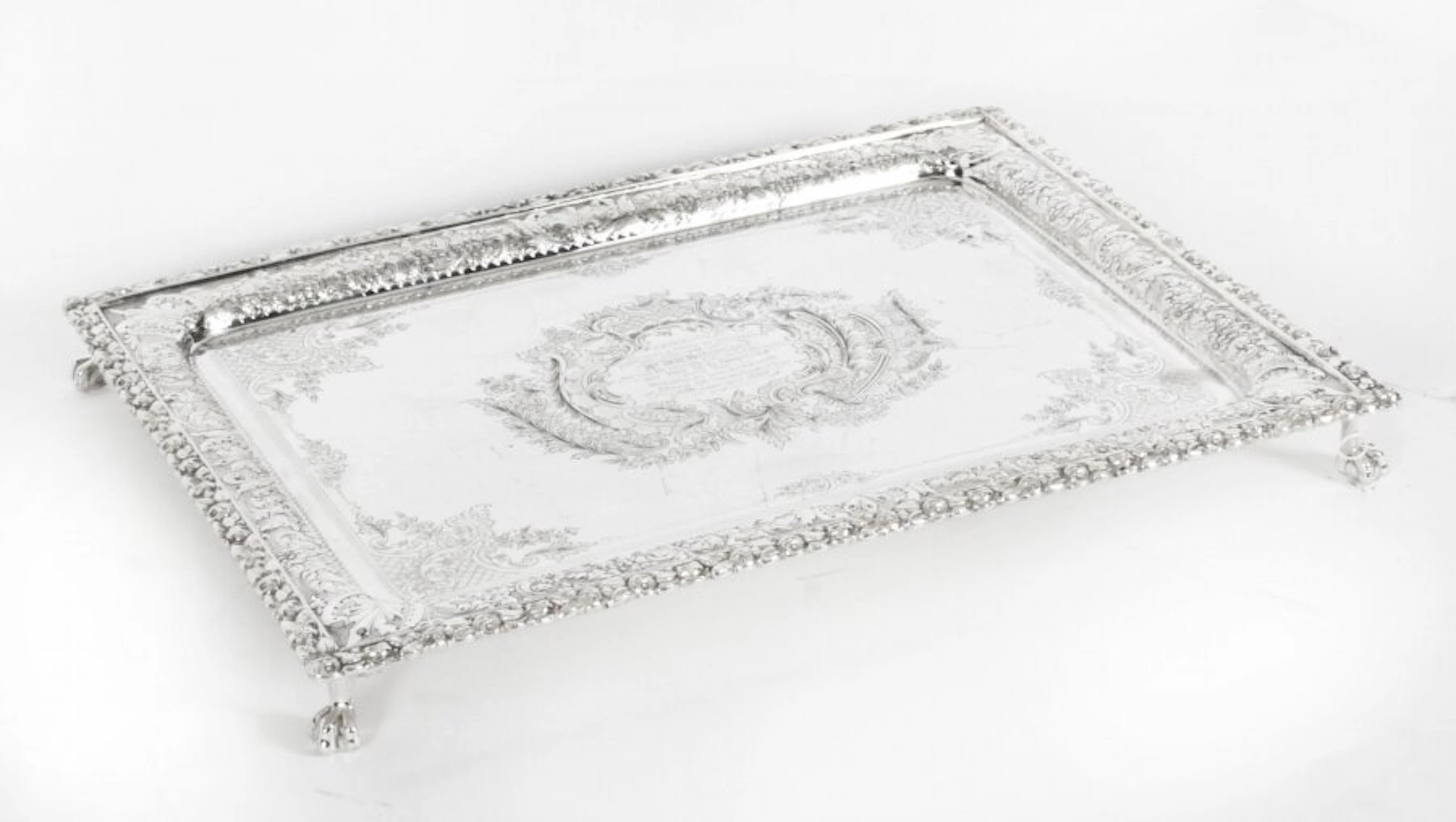 Antique Silver Plated Salver by Fenton Russel C1880 19th C