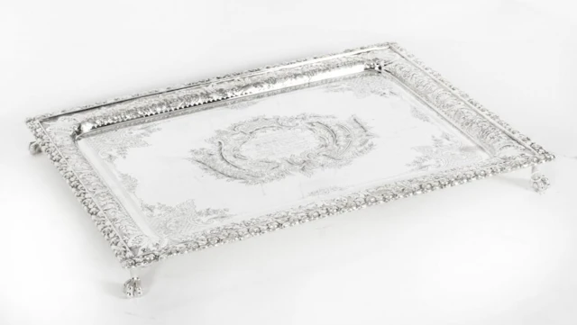 Antique Silver Plated Salver by Fenton Russel C1880 19th C