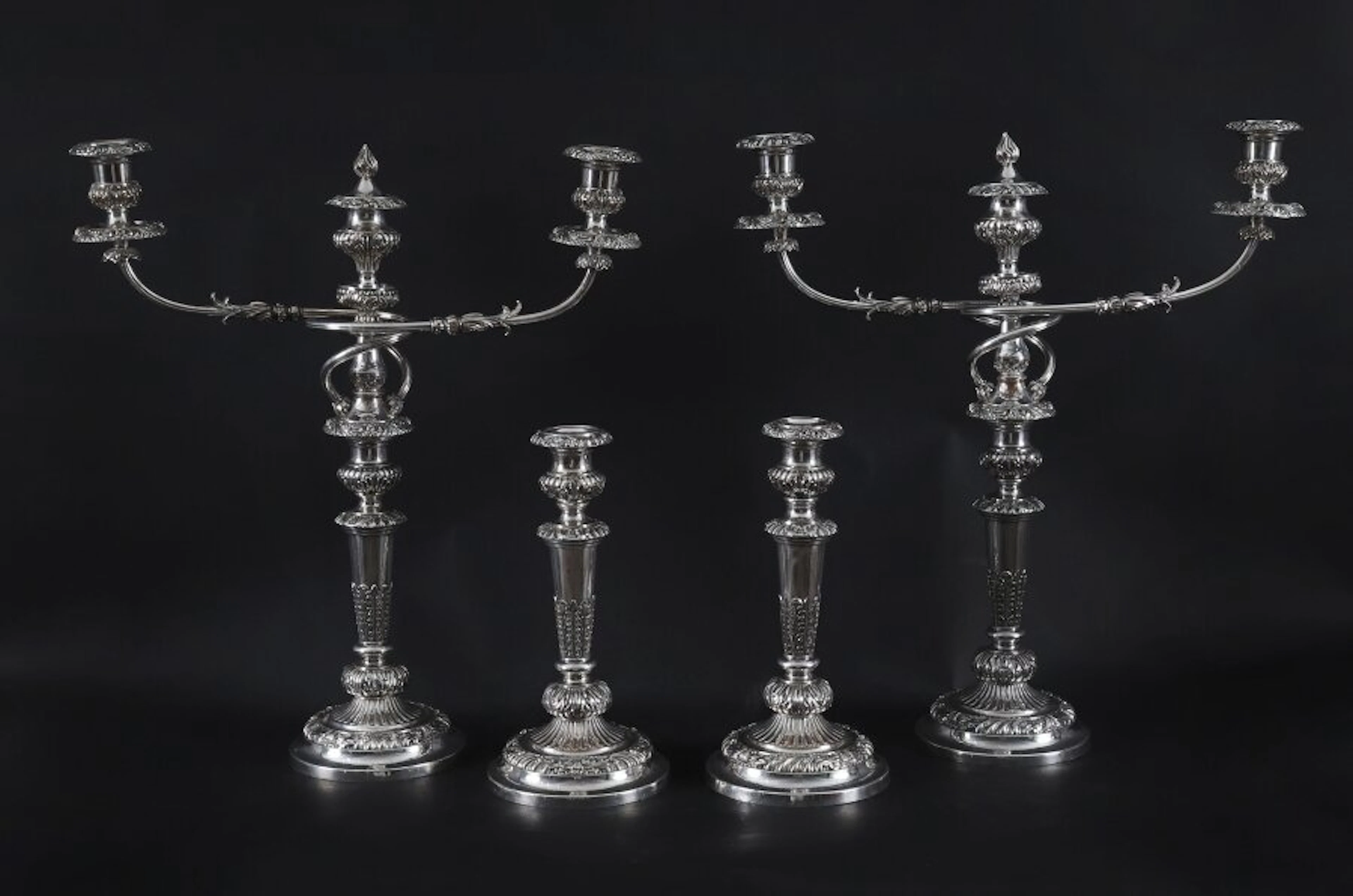 Antique Large Old Sheffield George III Candelabra 4 Piece Suite, 18th Century