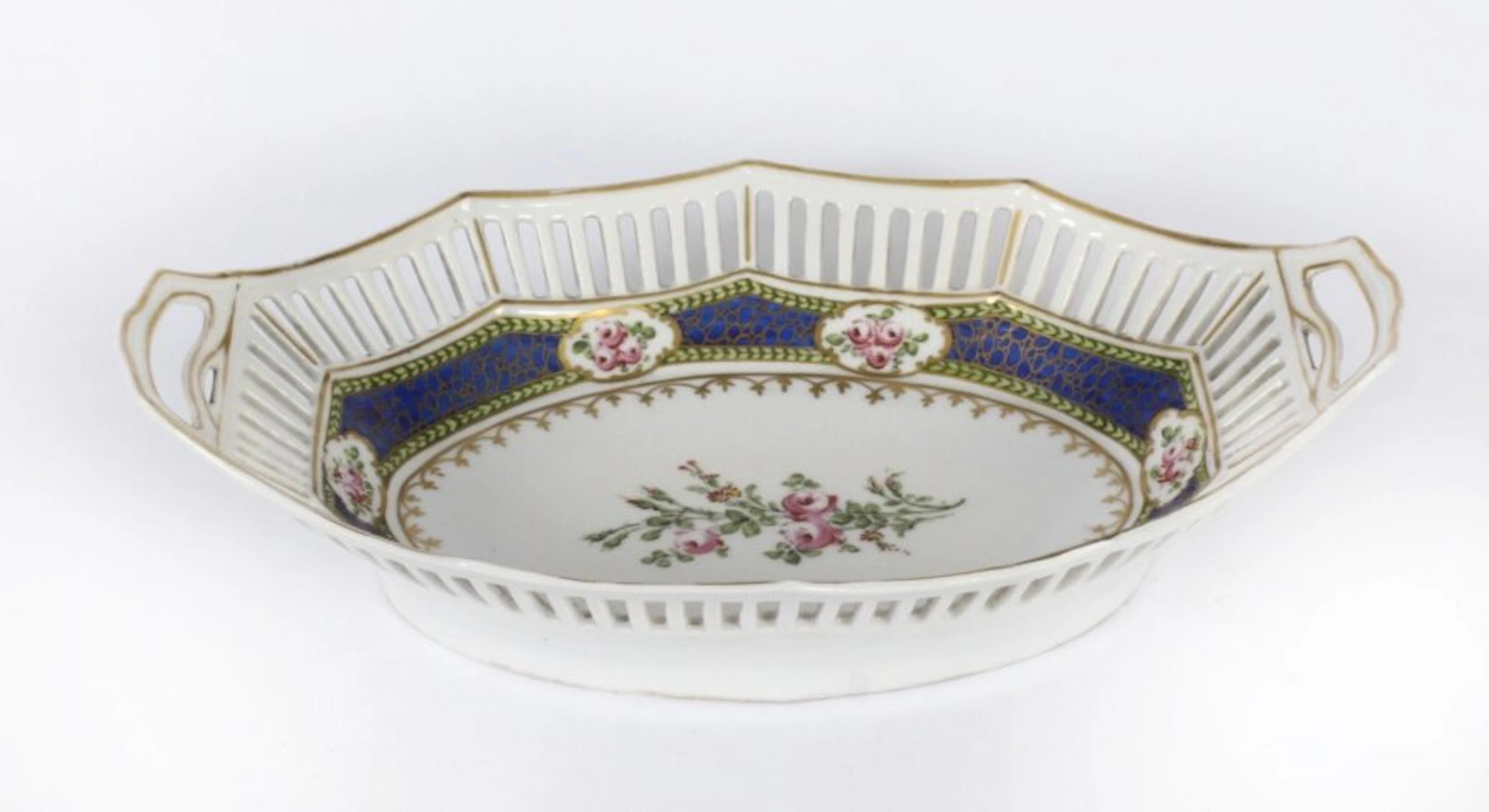 Antique French Sevres Oval Porcelain Dish Late 19th Century