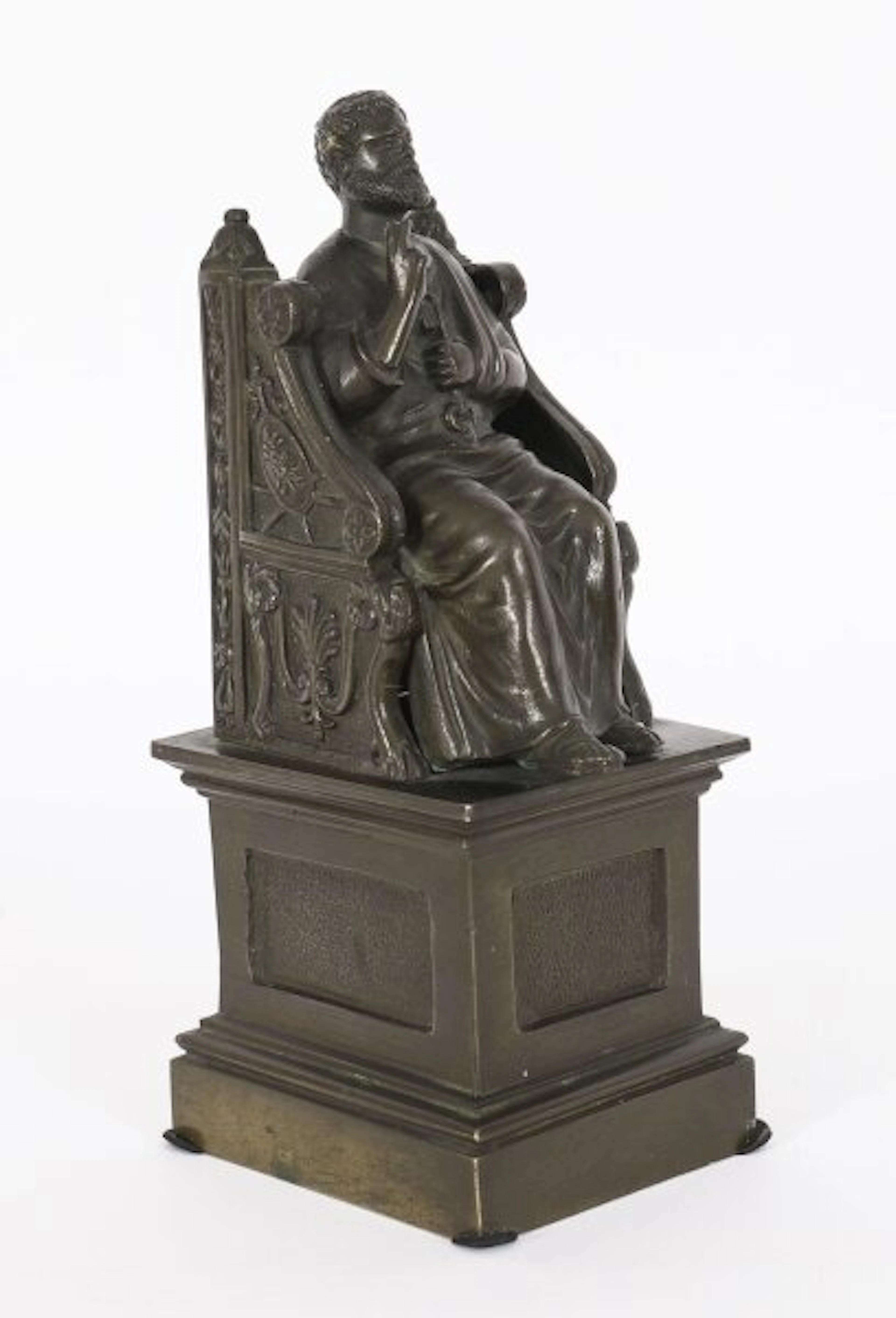Antique Italian Grand Tour Patinated Bronze Sculpture of St Peter 19th Century