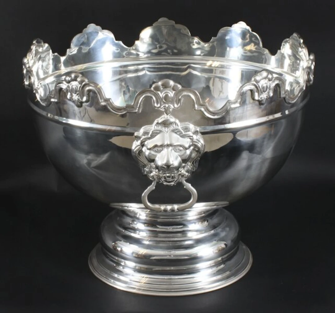 Vintage Banqueting Size Silver Plate Monteith Punch Bowl Cooler 20th C