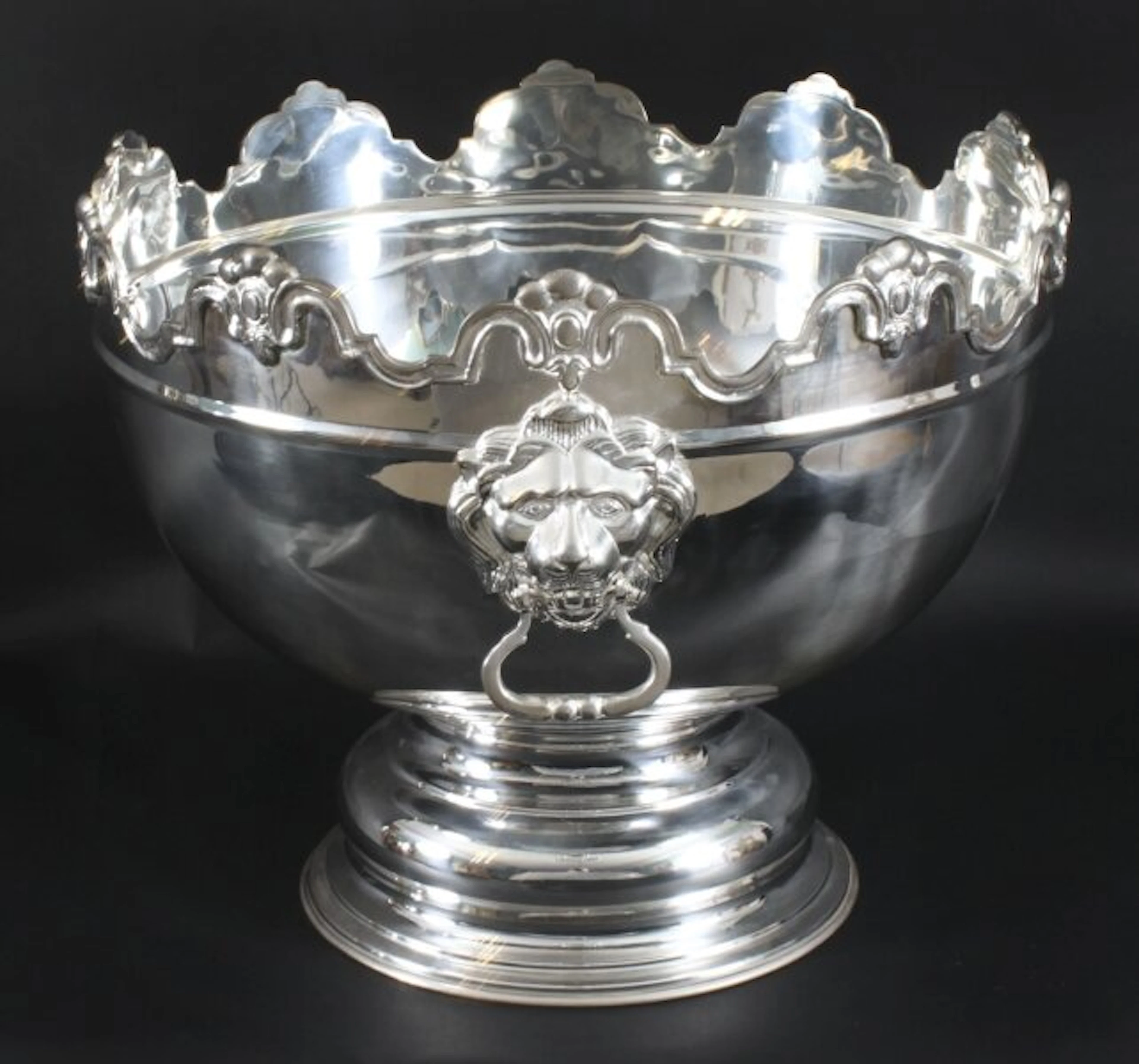 Vintage Banqueting Size Silver Plate Monteith Punch Bowl Cooler 20th C