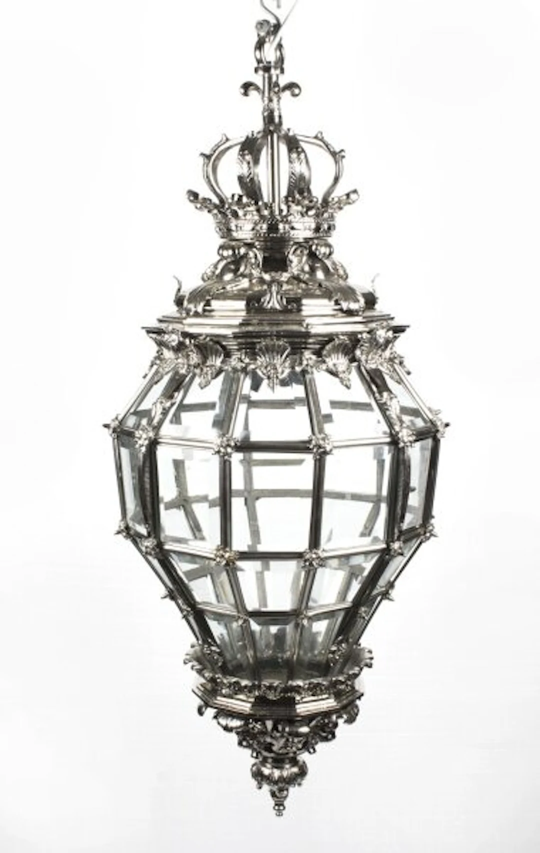 Vintage Silvered Bronze Versailles Diamond Baluster Lantern 20th C
