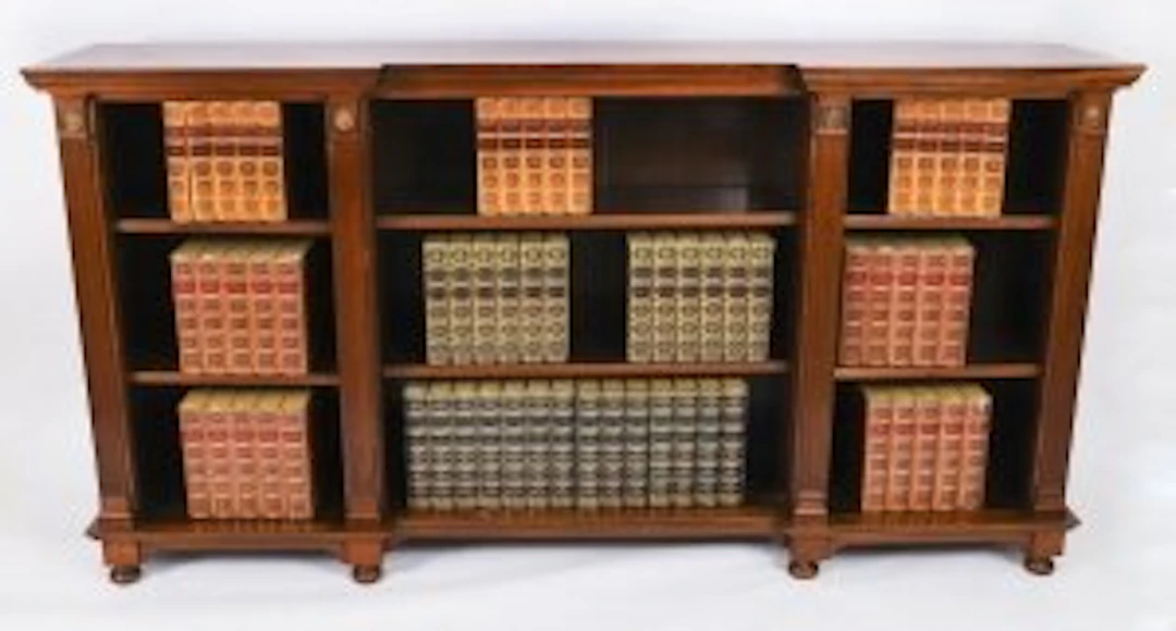 Antique Victorian Ormolu Mounted Walnut Open Bookcase 19th Century
