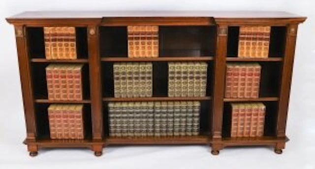 Antique Victorian Ormolu Mounted Walnut Open Bookcase 19th Century