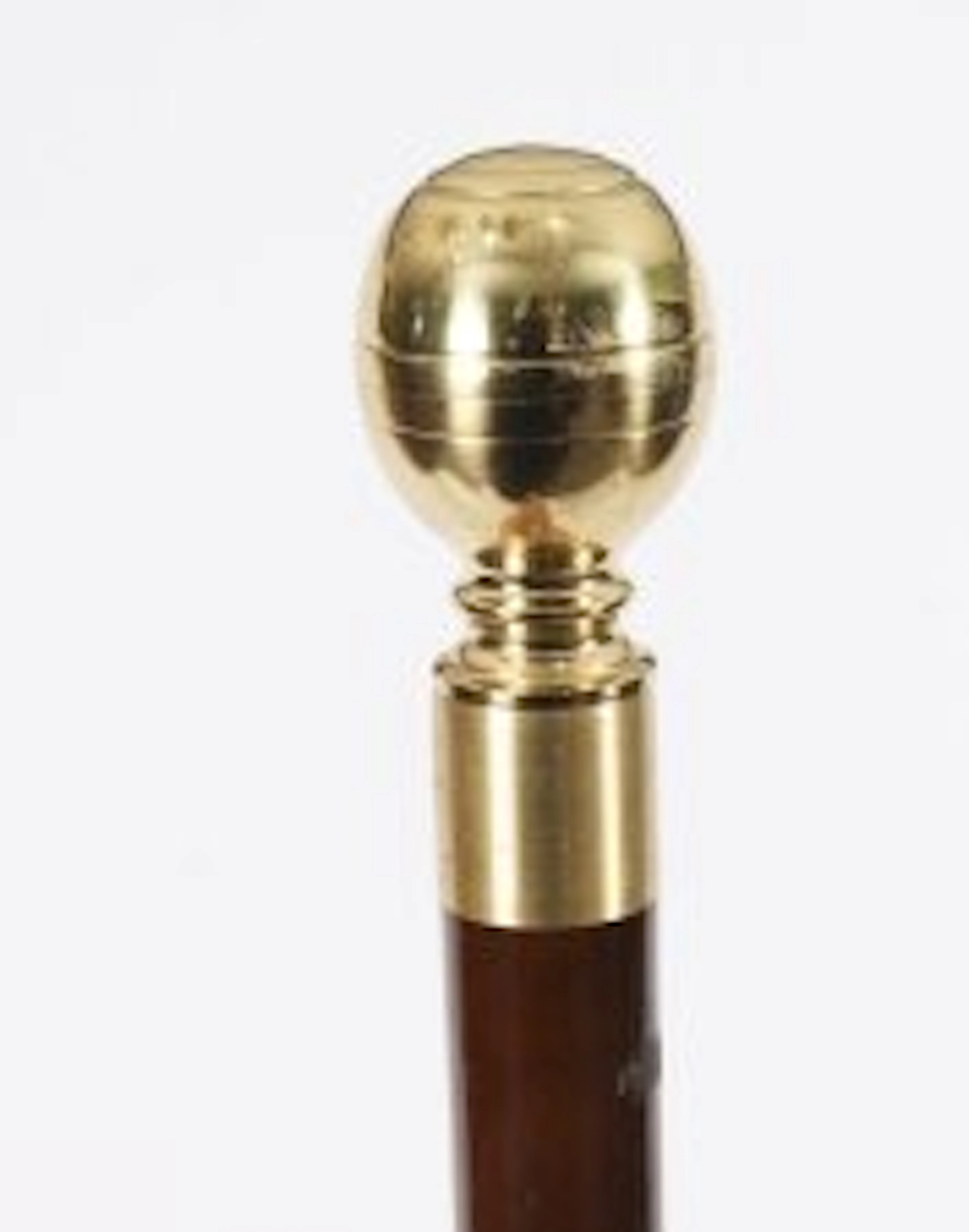 Vintage English Brass Topped Walking Stick Compass Flask Mid 20th