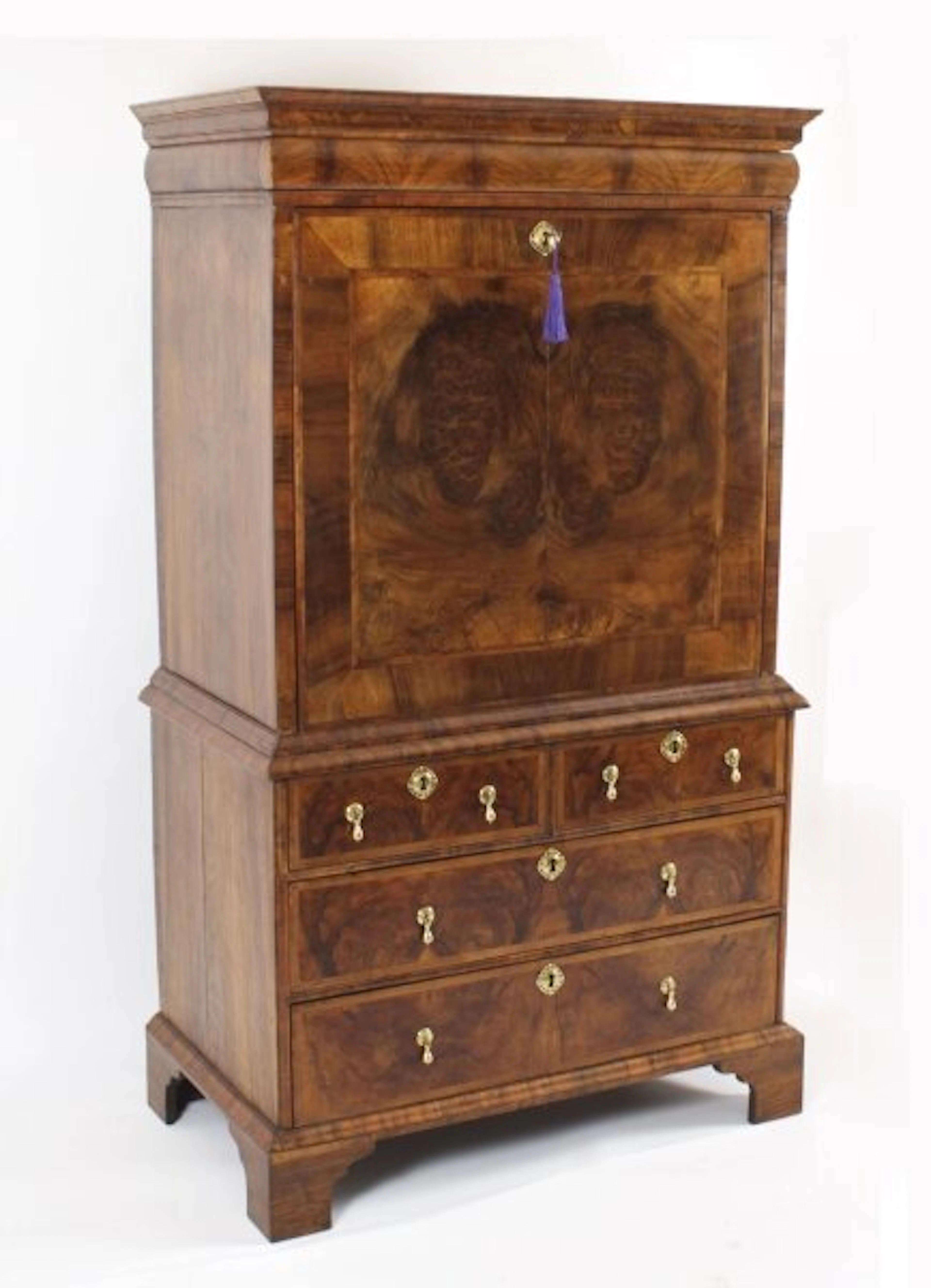 Antique Queen Anne Walnut Secretaire Chest / Escritoire, circa 1710 18th C