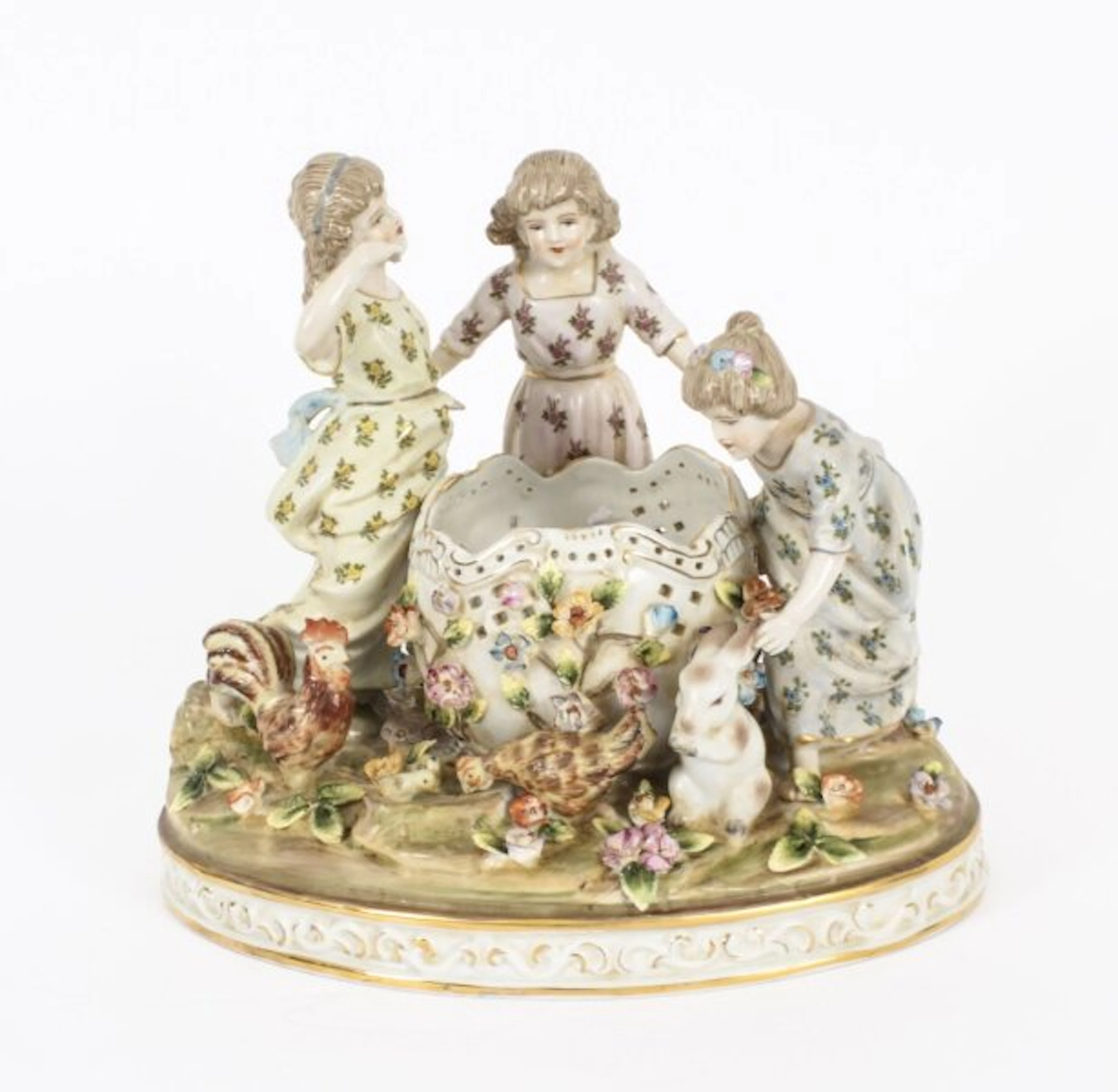 Vintage Dresden Revival Porcelain Centrepiece 'Children at Play' 20th Century