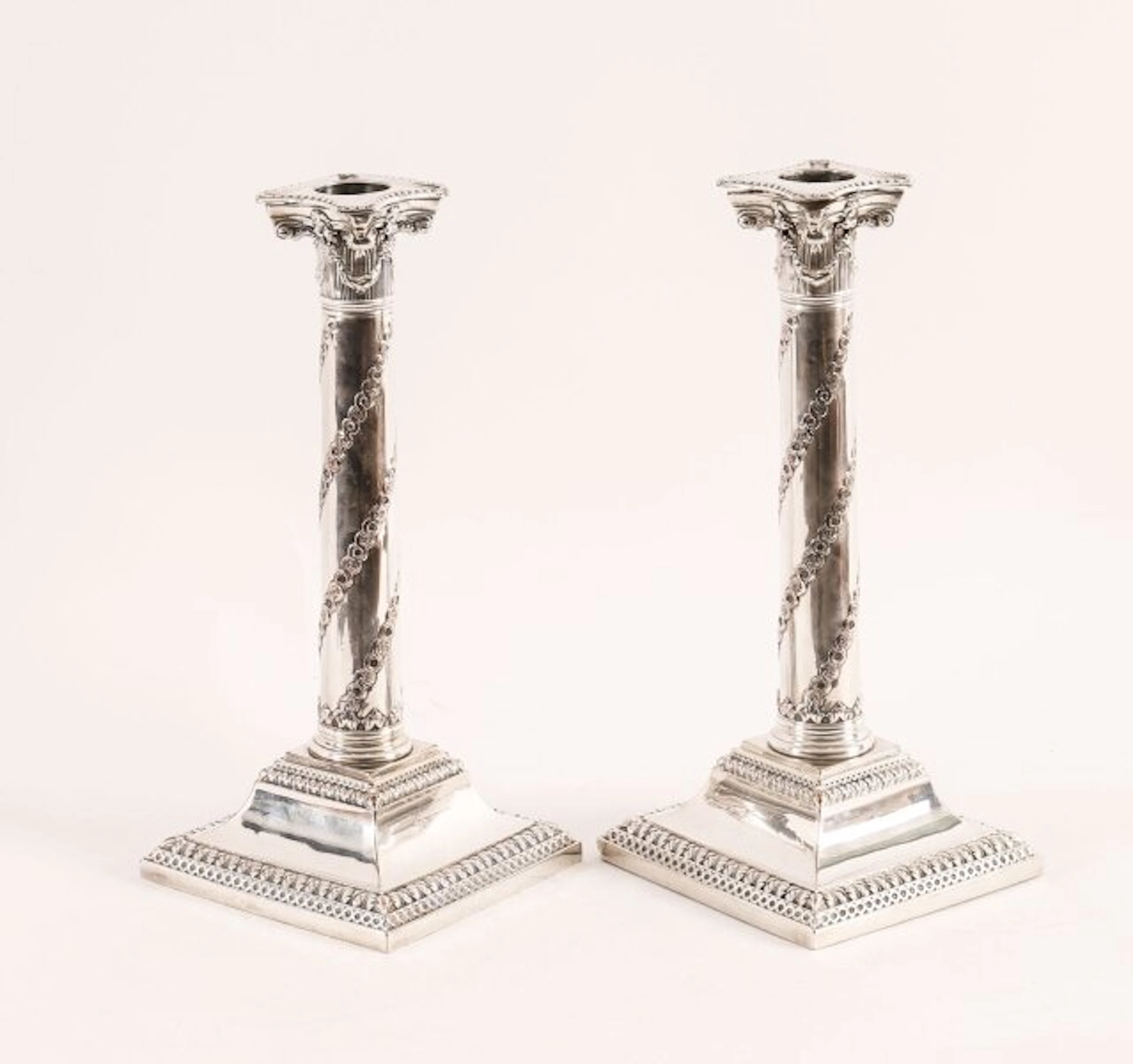 Antique Pair Old Sheffield Silver Plated Candlesticks Circa 1775 18th C