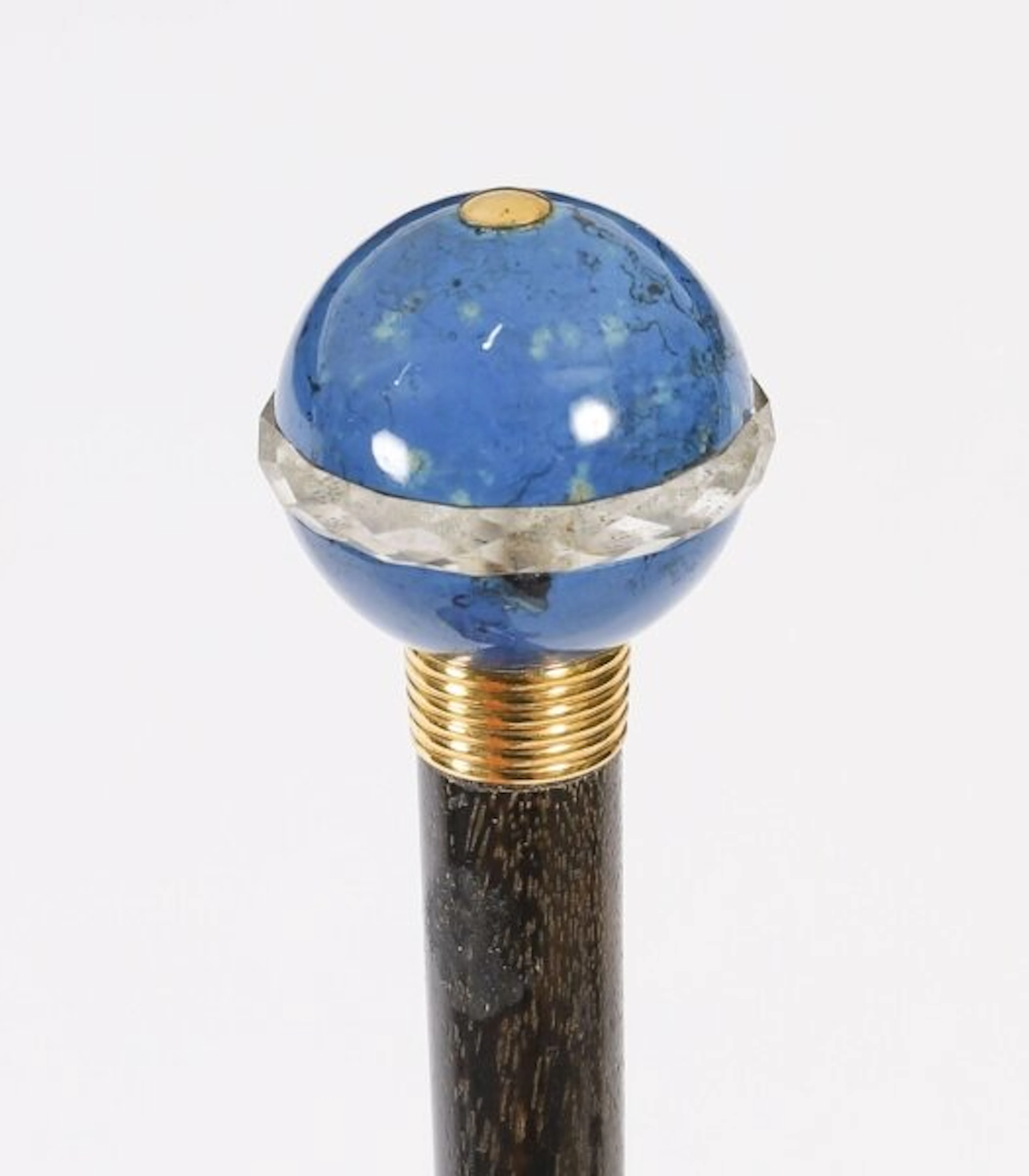 Antique Lapis Lazuli Walking Stick Cane by Briggs C1900 98cm-38.5 inch