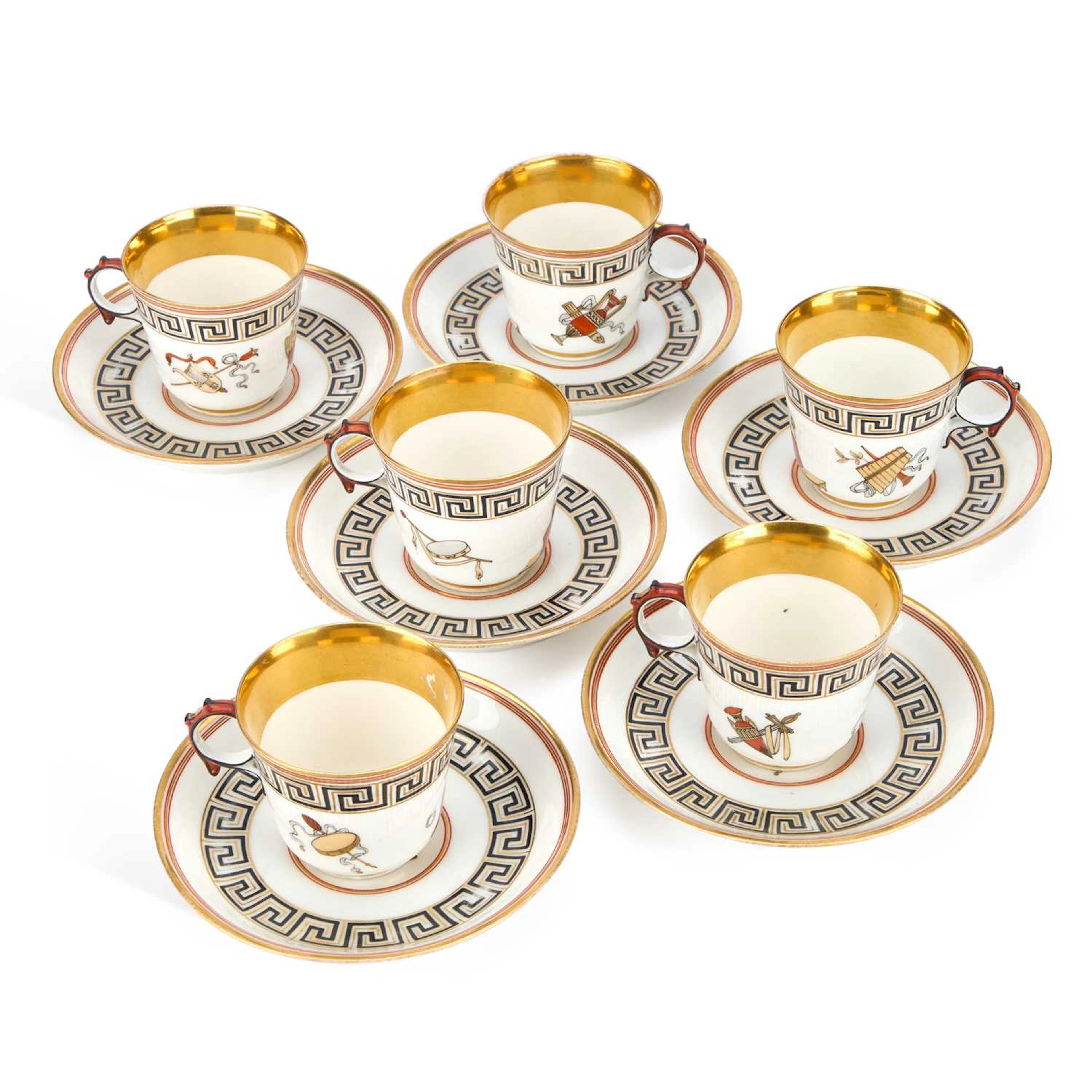 A 19TH CENTURY SÈVRES PORCELAIN PARTIAL TEA SERVICE DATED 1850