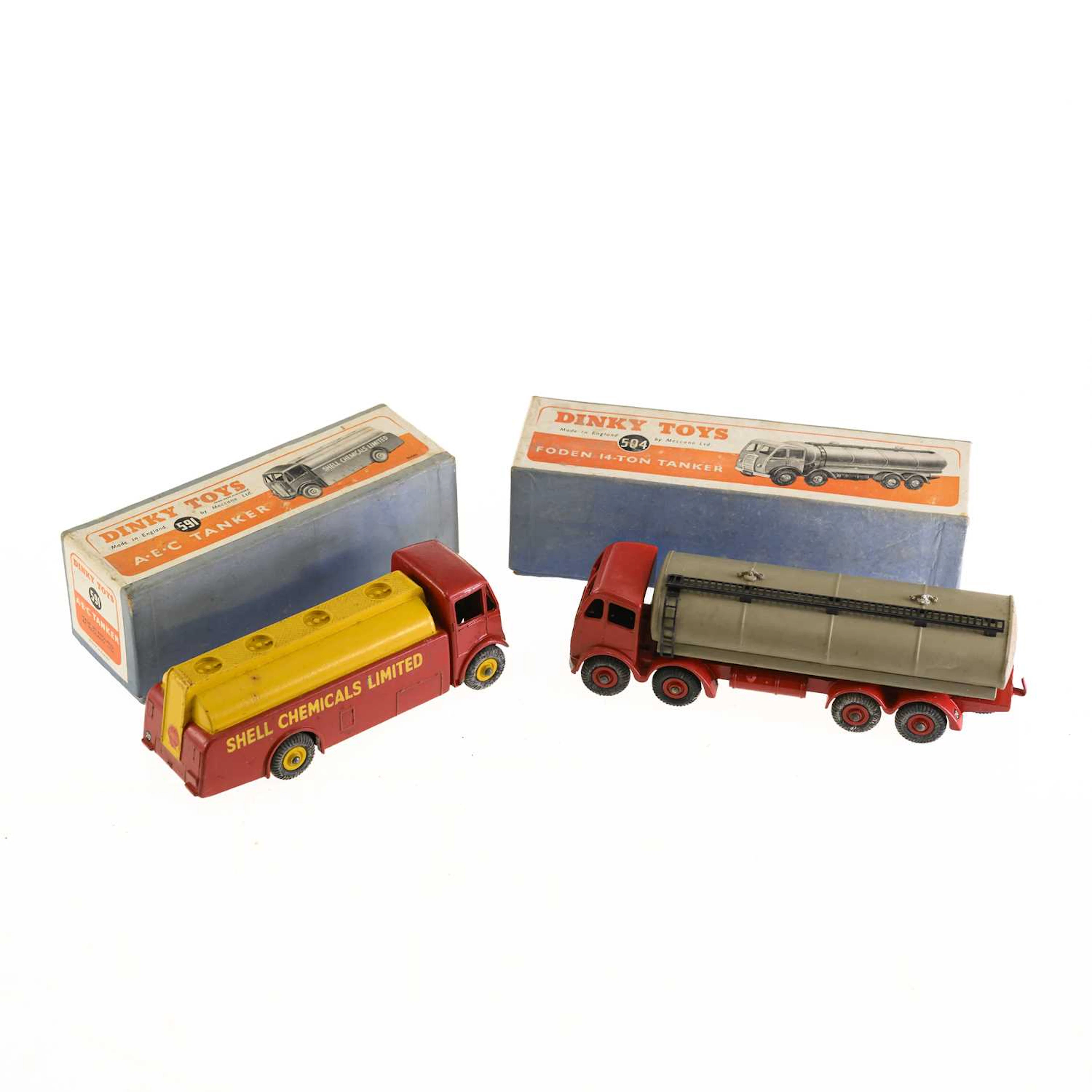 TWO DINKY DIECAST MODEL TANKERS