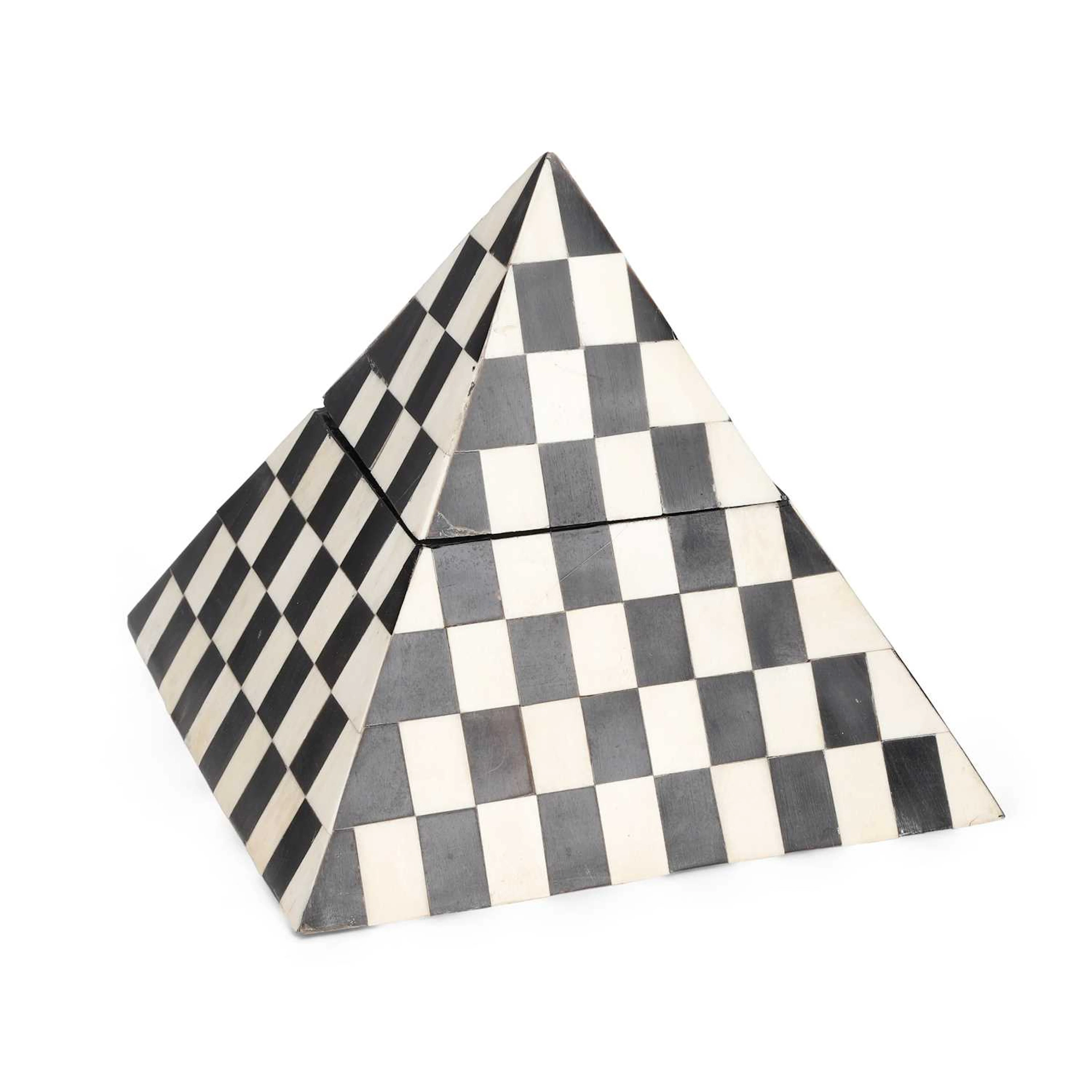 A BONE AND HORN PYRAMID BOX