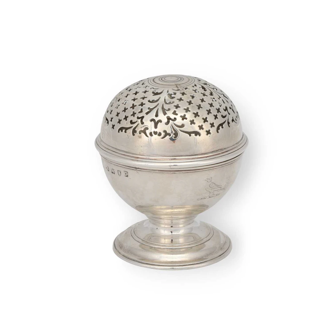 A GEORGE II SILVER SOAP BOX