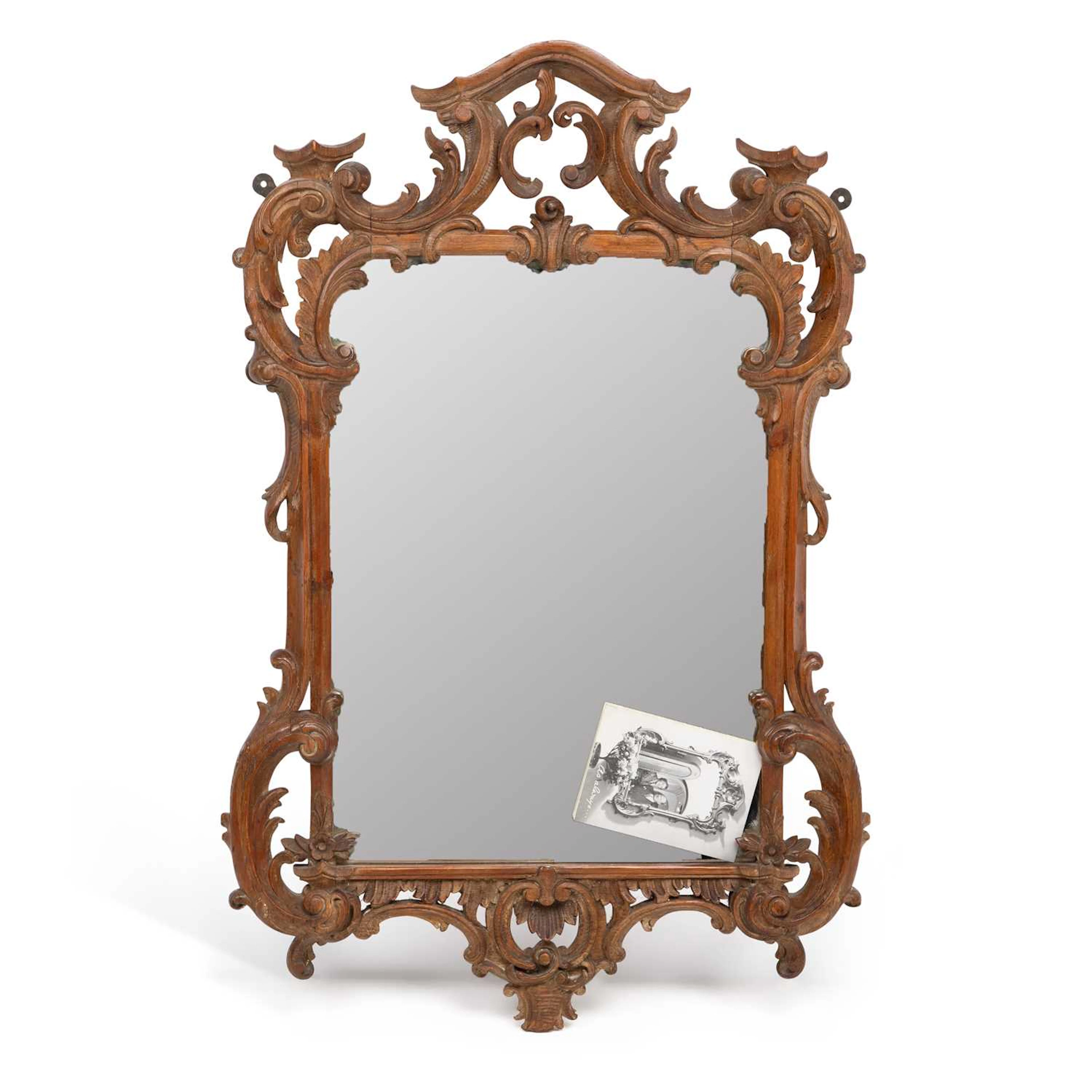 A 19TH CENTURY CARVED WOOD WALL MIRROR