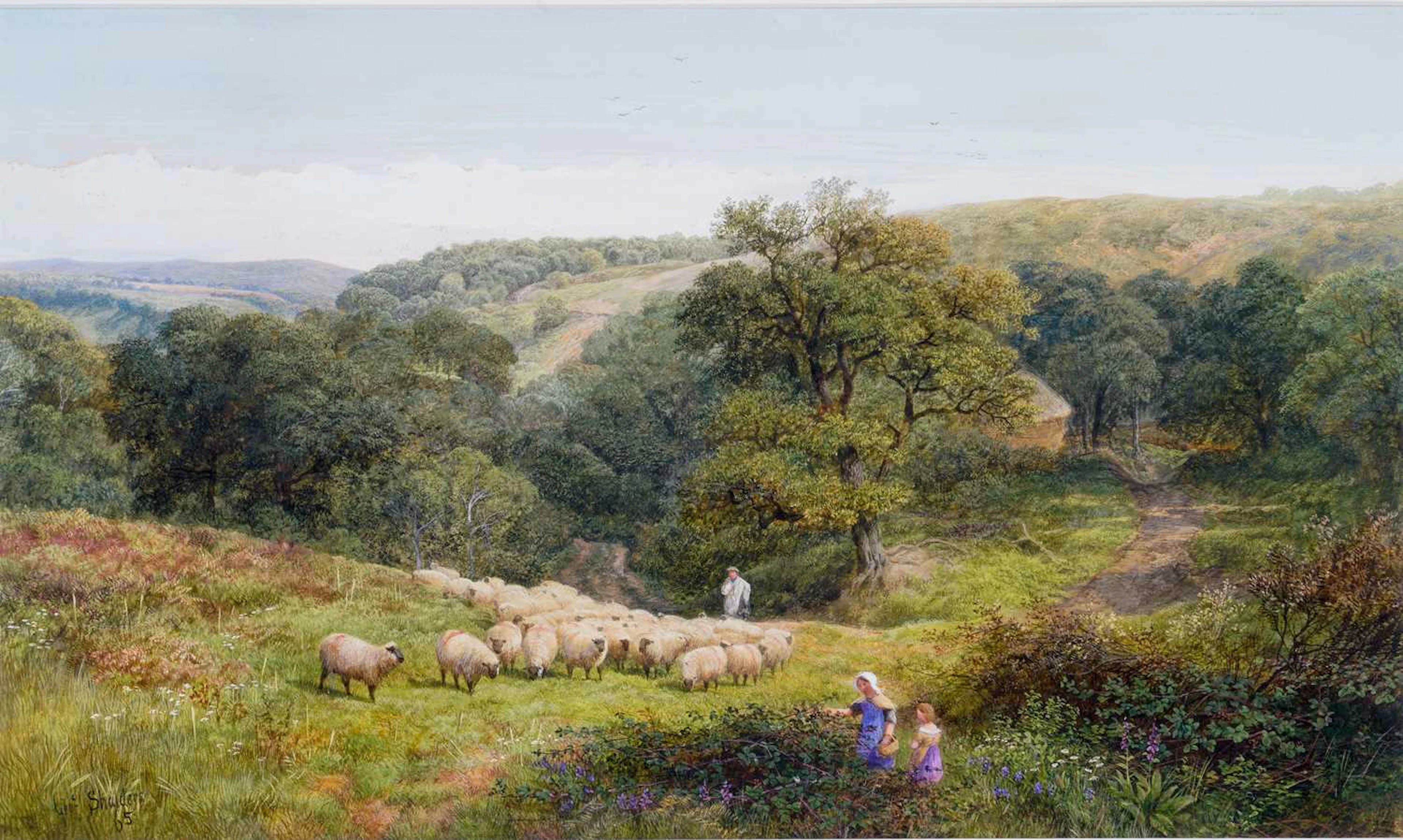 GEORGE SHALDERS (1825-1873) PICKING BLACKBERRIES