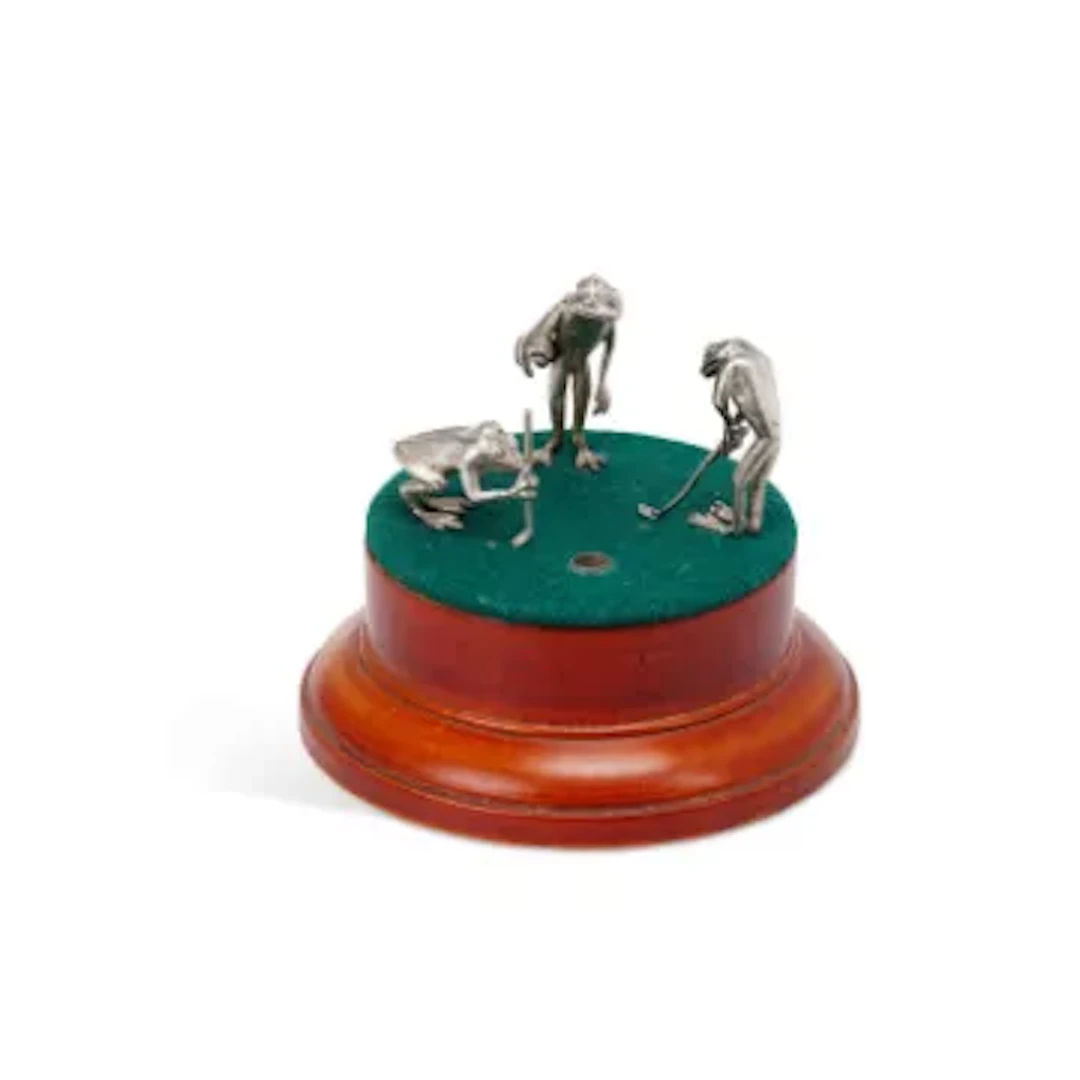 AN ELIZABETH II SILVER-MOUNTED NOVELTY DESK ORNAMENT