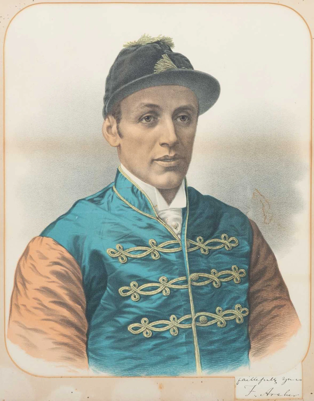 19TH CENTURY HORSE RACING INTEREST PORTRAIT OF CHAMPION JOCKEY FRED ARCHER
