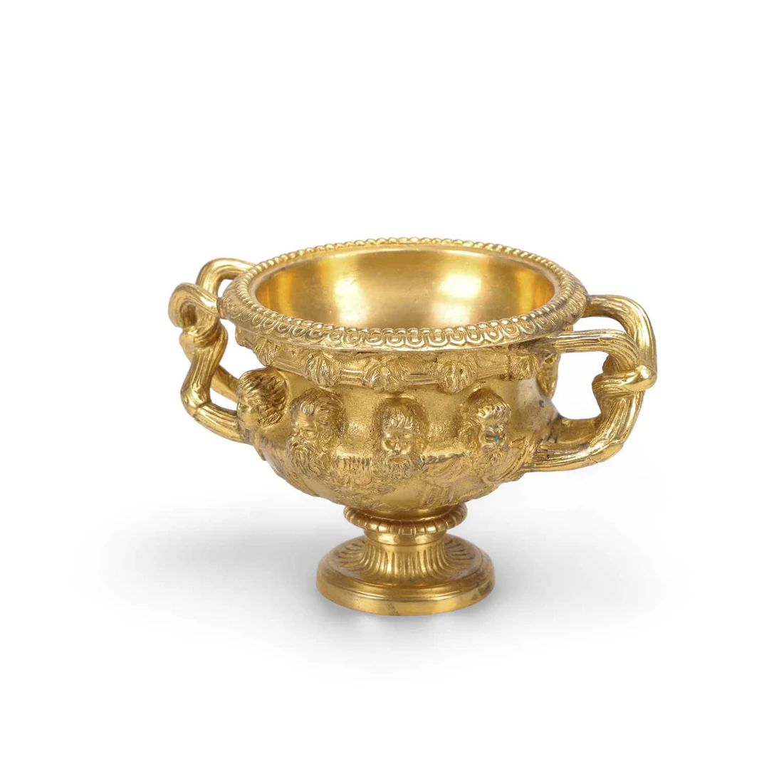 A MINIATURE GILT-METAL MODEL OF THE WARWICK VASE