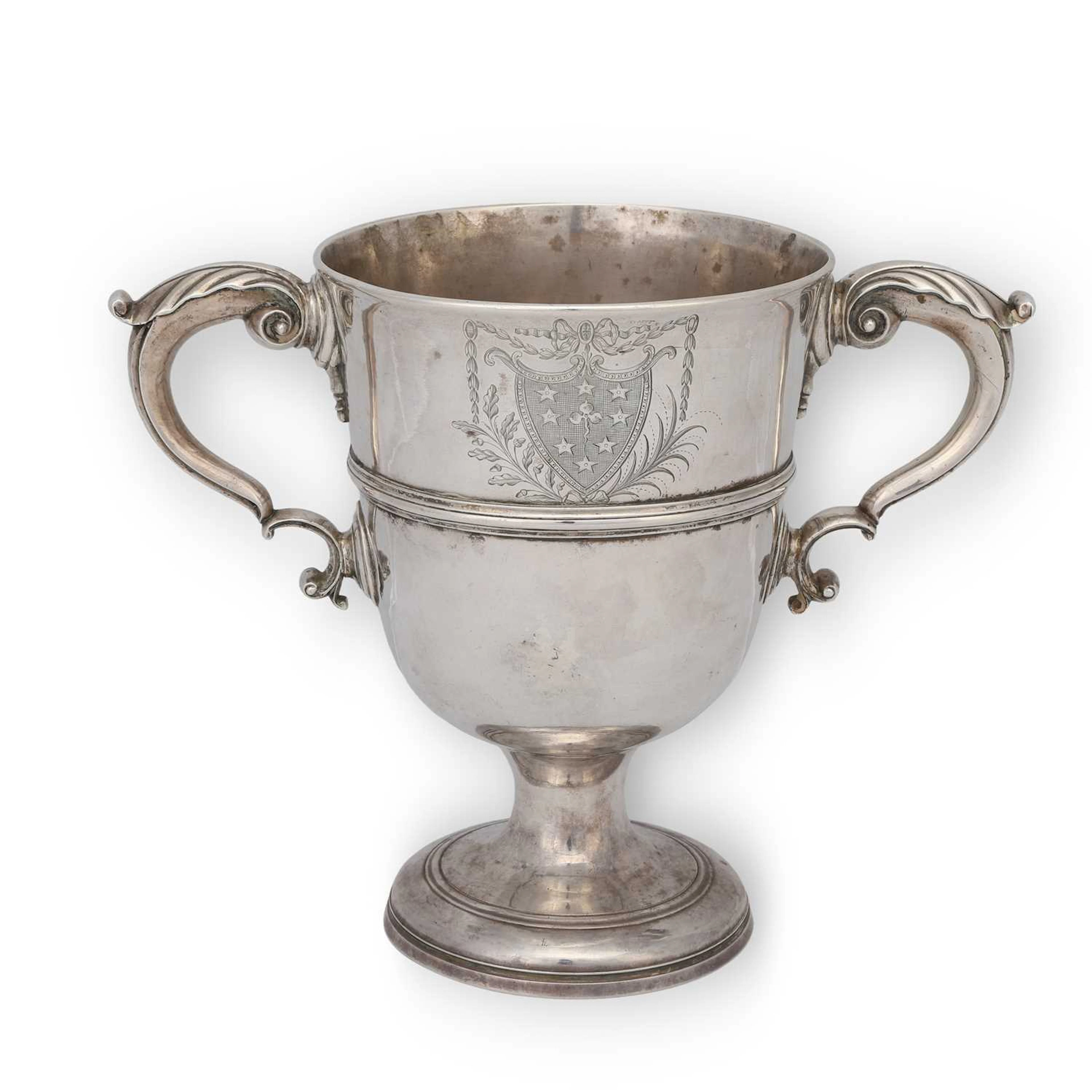 AN IRISH TWO-HANDLED SILVER CUP