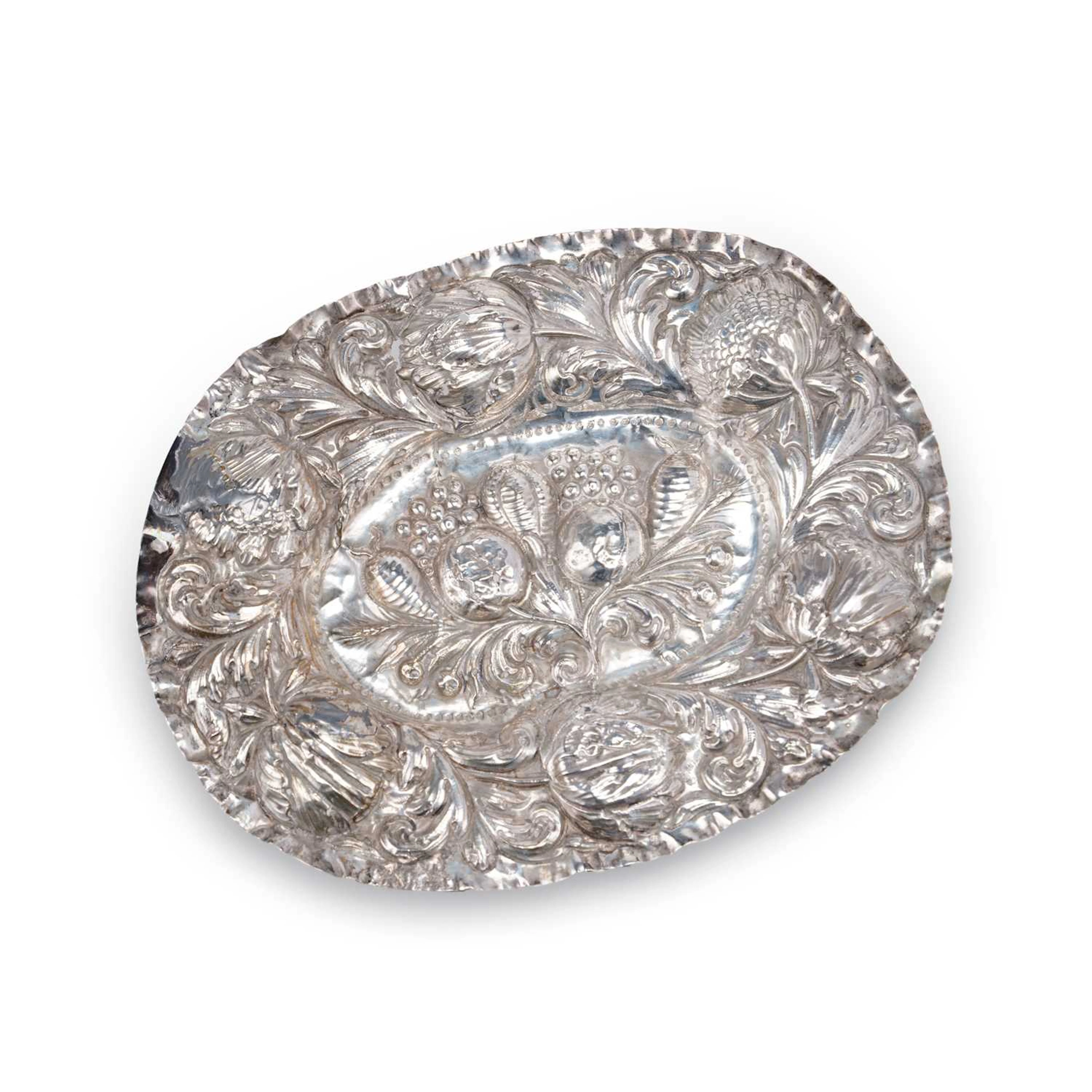 A GERMAN SILVER FRUIT SERVING PLATE
