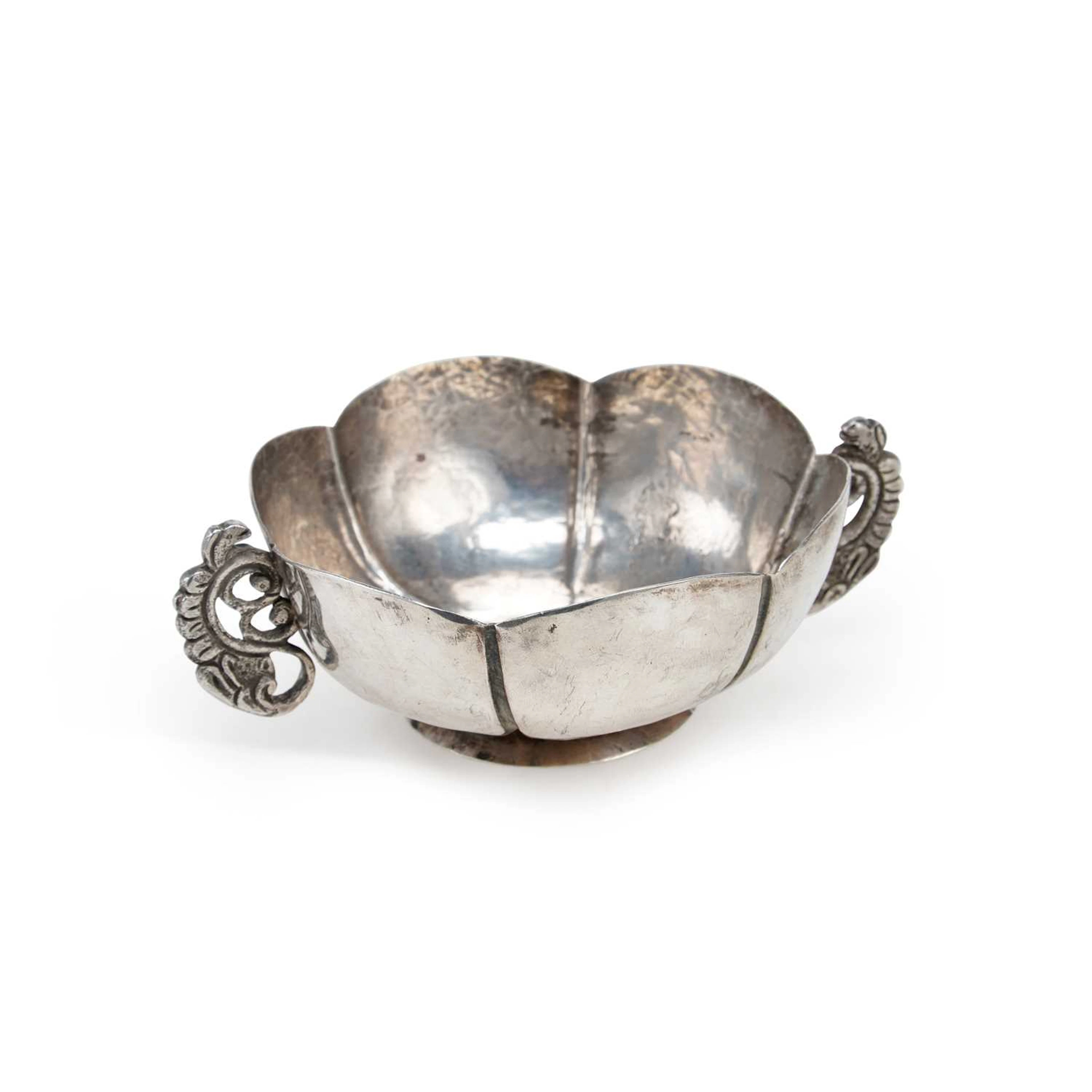 A MEXICAN SILVER TWIN-HANDLE BOWL
