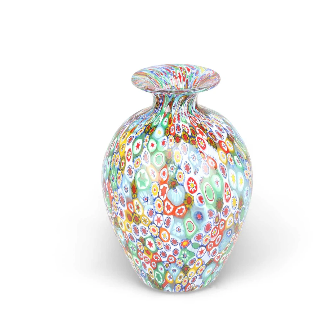 A MURANO MILLEFIORI GLASS VASE