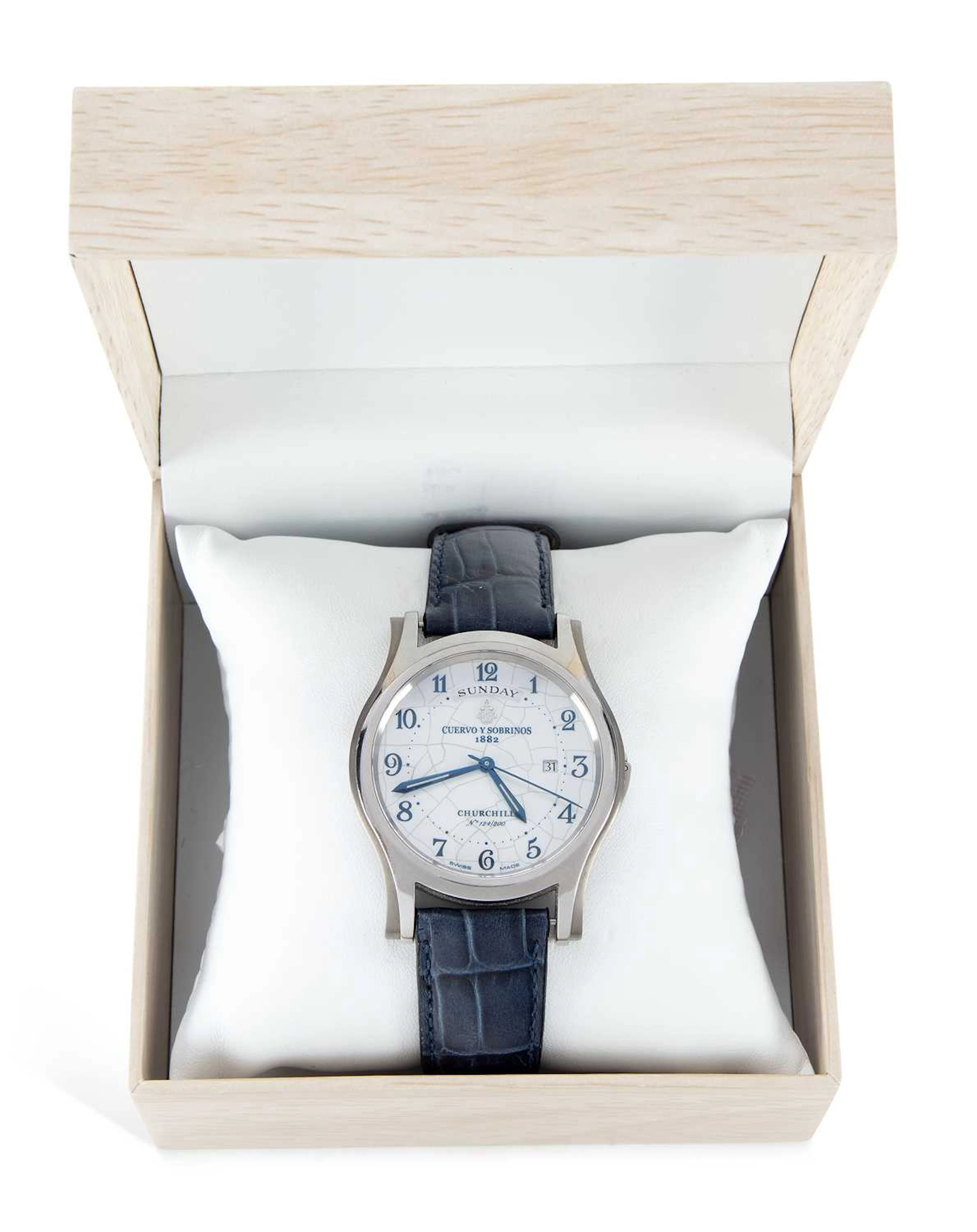 A GENTS STEEL CUERVO Y SOBRINOS CHURCHILL LTD EDITION WATCH