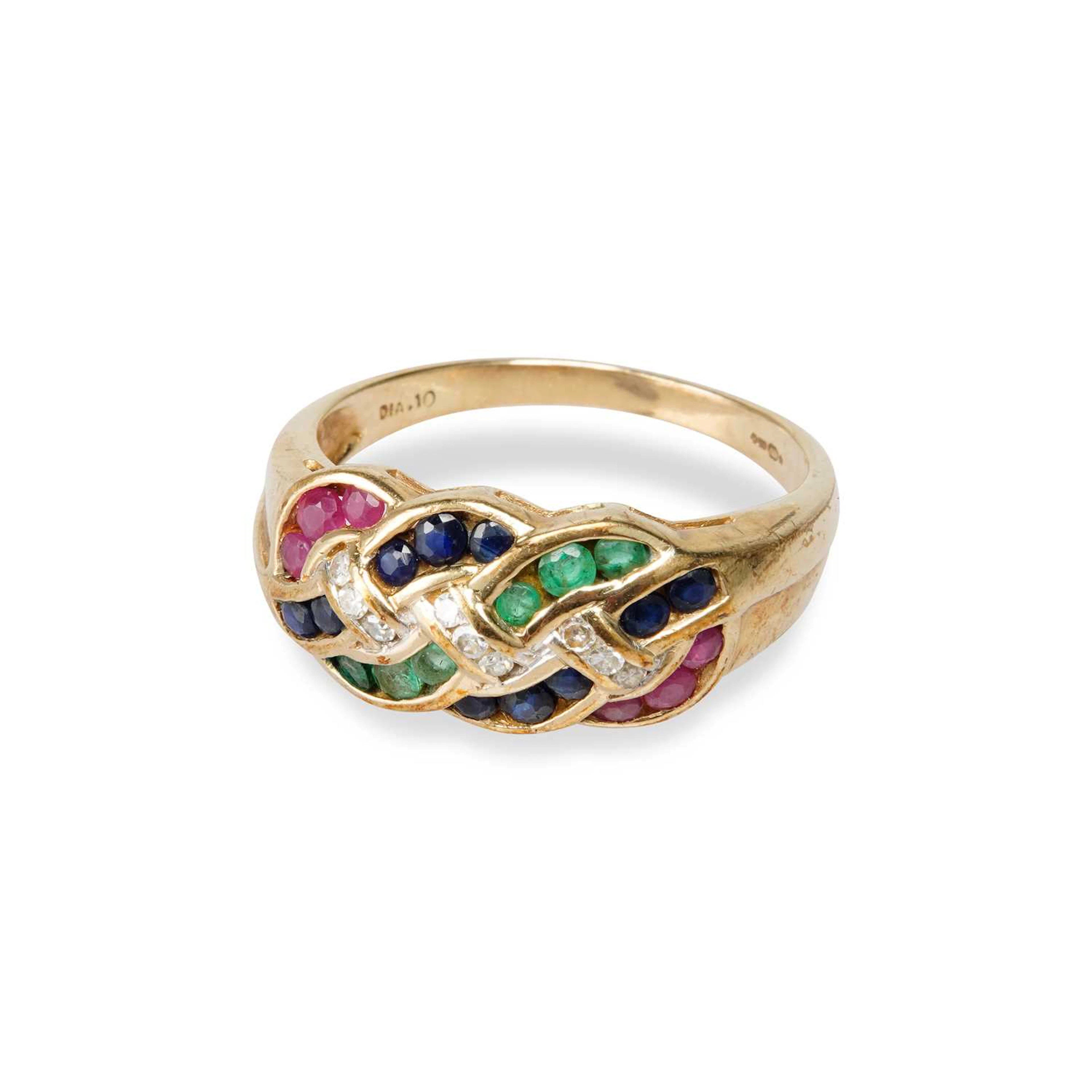 A 9 CARAT GOLD GEM-SET RING