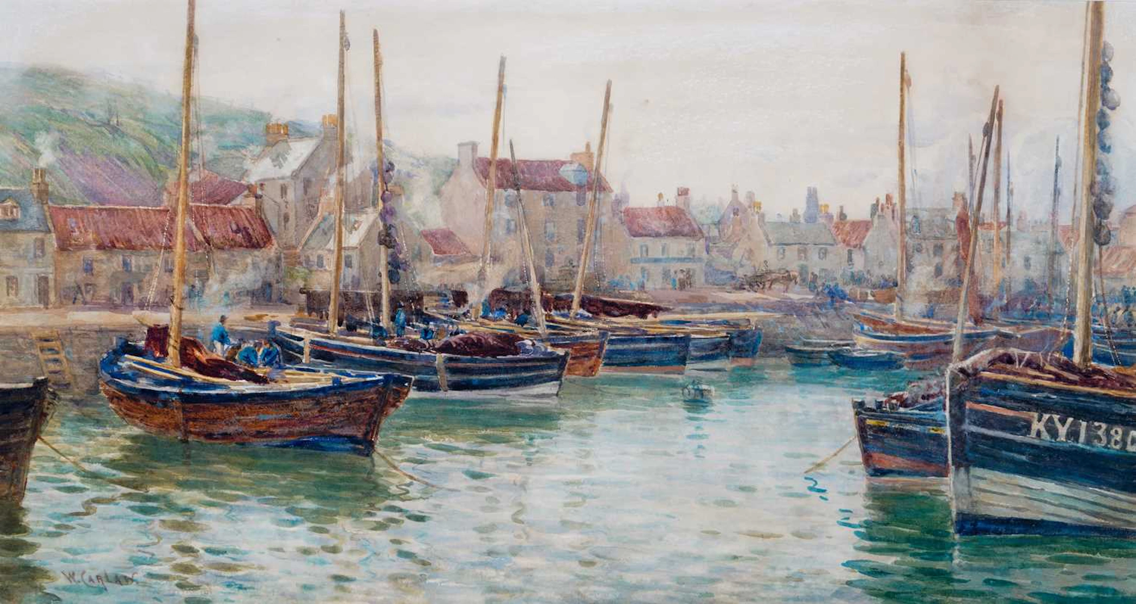 WILLIAM CARLAW RSW (SCOTTISH 1847-1889) IN THE HARBOUR, ANSTRUTHER
