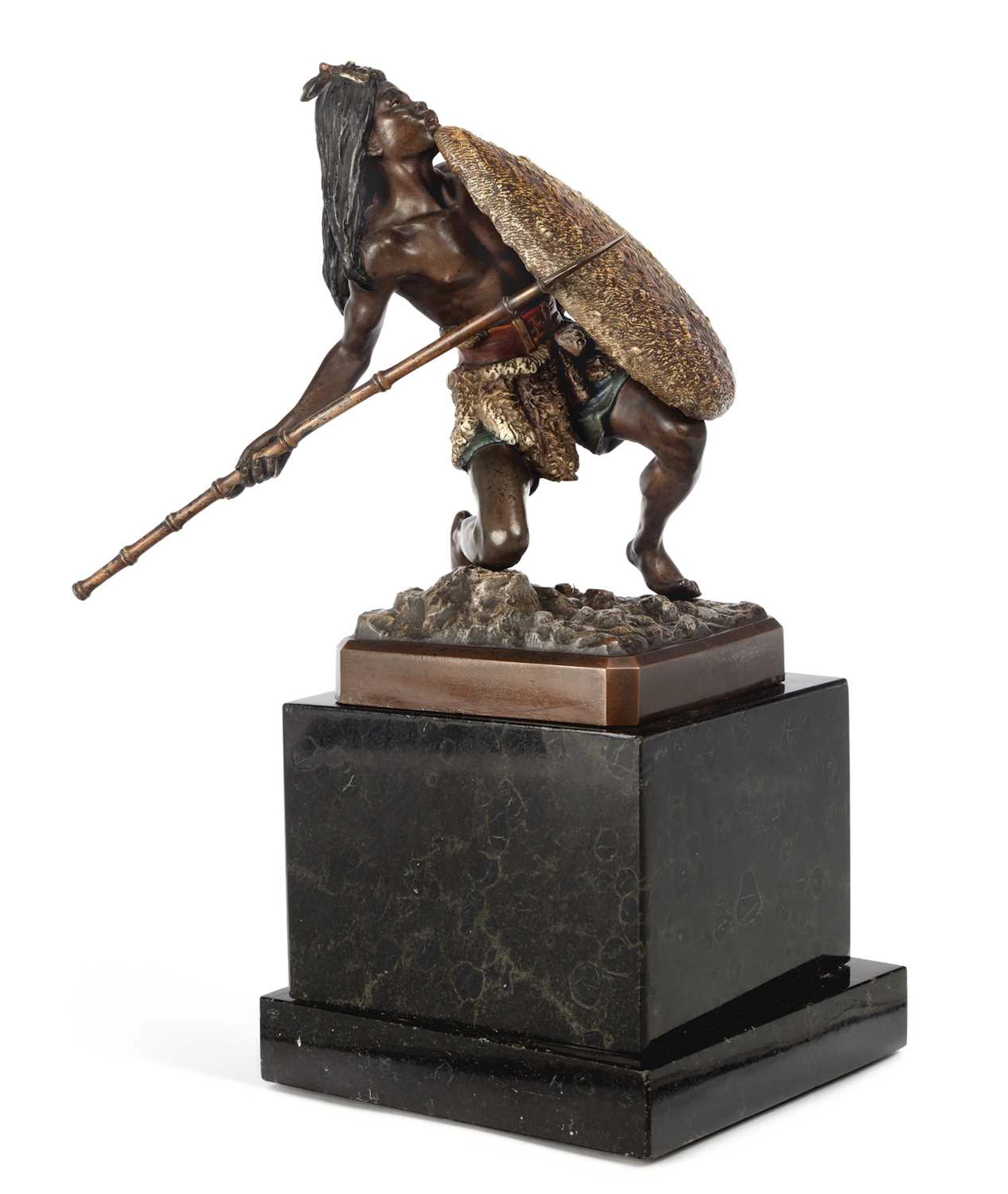 FRANZ BERGMAN (AUSTRIAN 1861 -1936), A COLD PAINTED BRONZE OF A WARRIOR